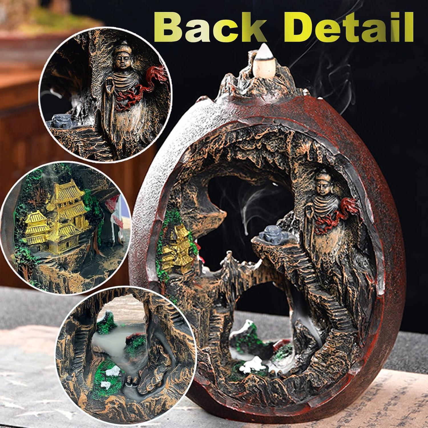 Quemador de Incienso Cascada Zvaiuk con 100 Conos y Accesorios