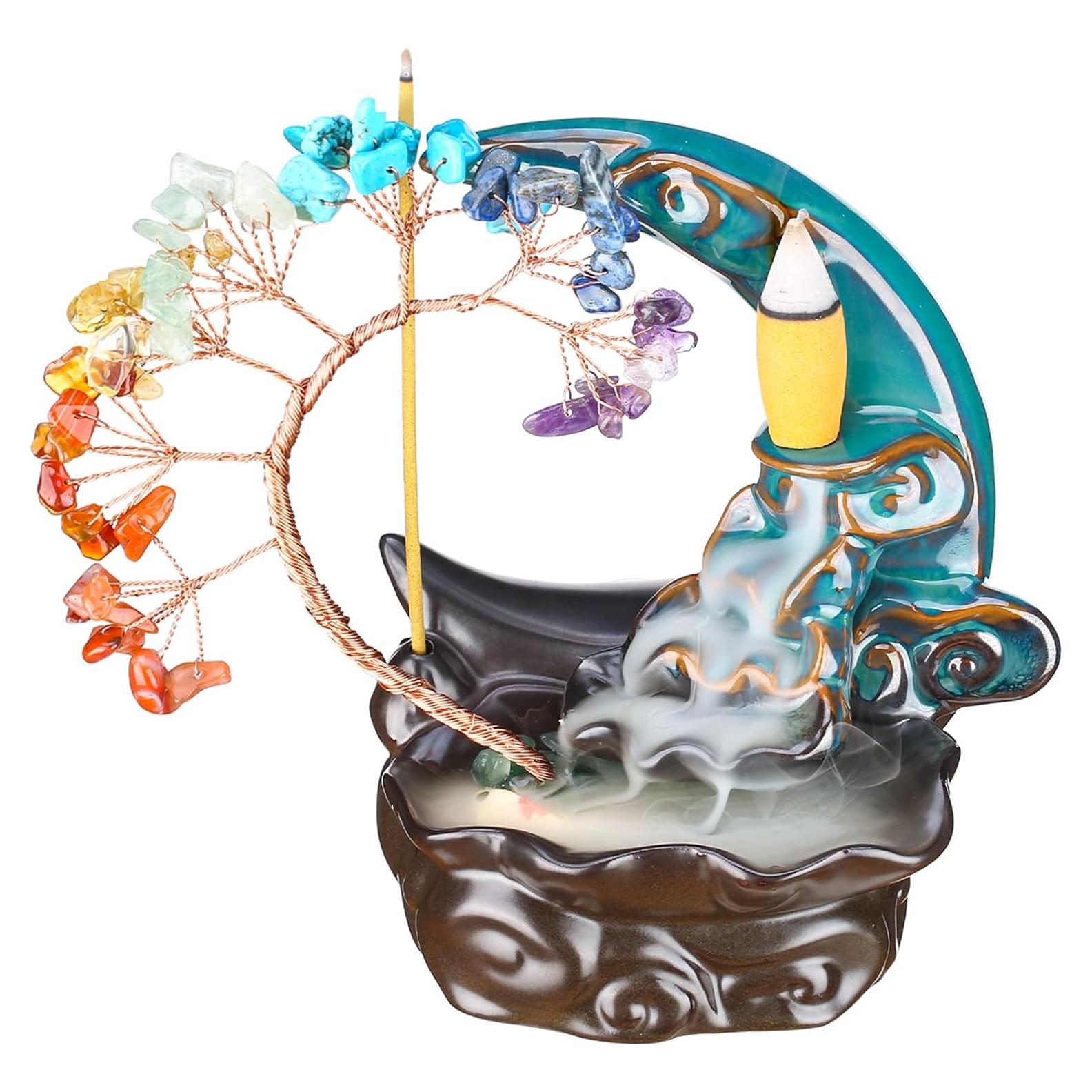 Quemador de Incienso CYYKDA Luna Azul Cerámica 12.7x7.6 cm