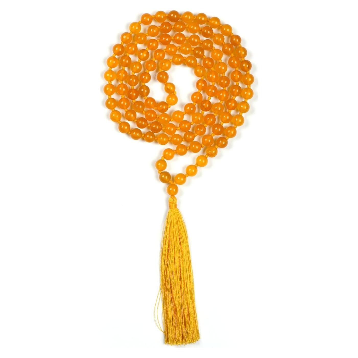 Collar Mala de Citrino Amarillo 108 Cuentas 8mm Hecho a Mano