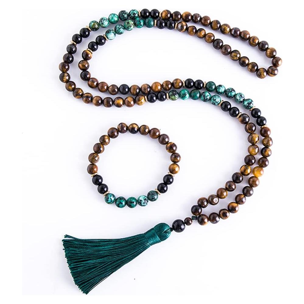 Collar de cuentas Mala 108 Hovaete piedras naturales 8mm