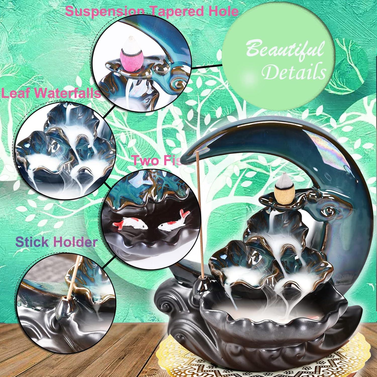 Quemador de Incienso de Retroceso Zvaiuk Luna Azul con 100 Conos