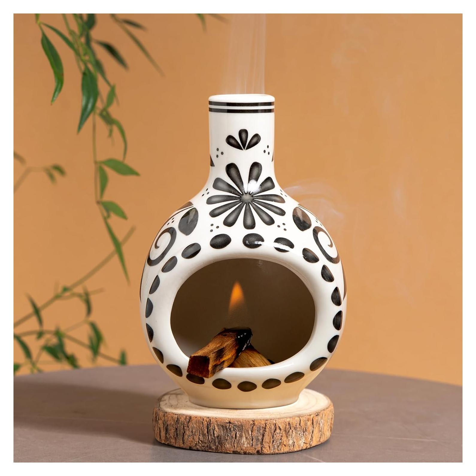 Soporte de Palo Santo Cerámica MOUGIGI 12.7cm Negro y Blanco
