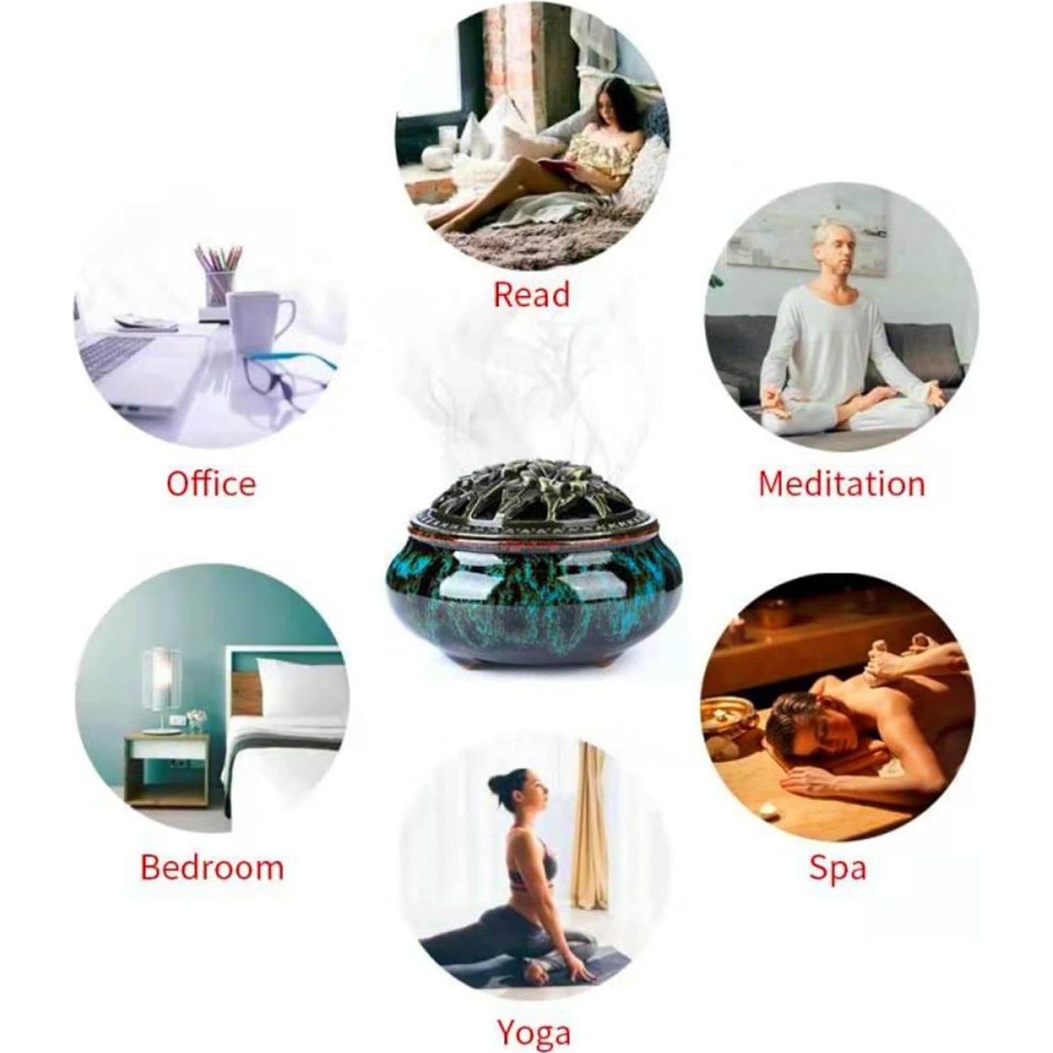 Quemador de Incienso Cerámica LamDawn Redondo 10.16cm Azul