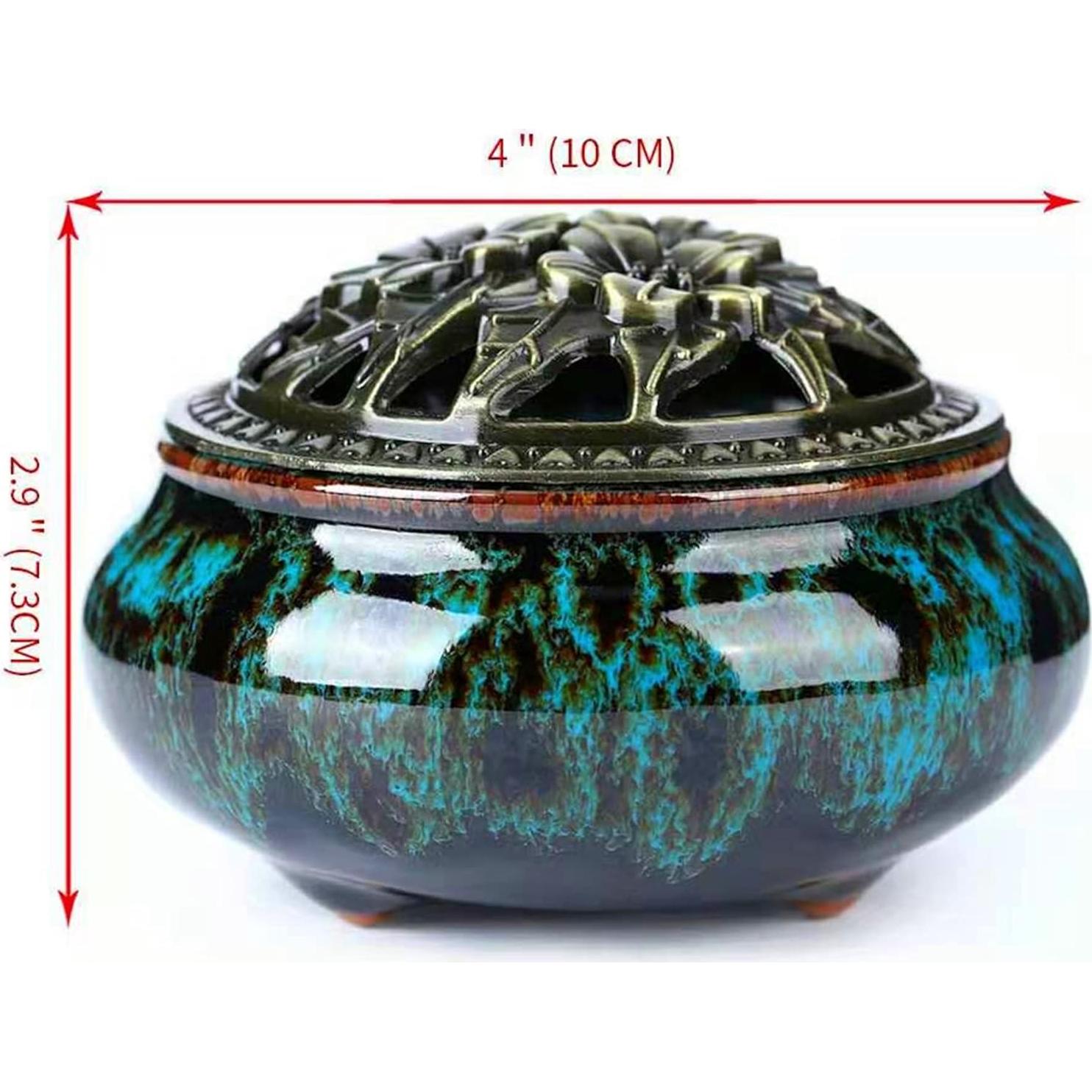 Quemador de Incienso Cerámica LamDawn Redondo 10.16cm Azul