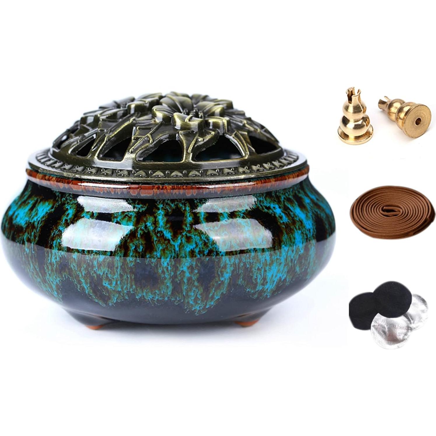 Quemador de Incienso Cerámica LamDawn Redondo 10.16cm Azul