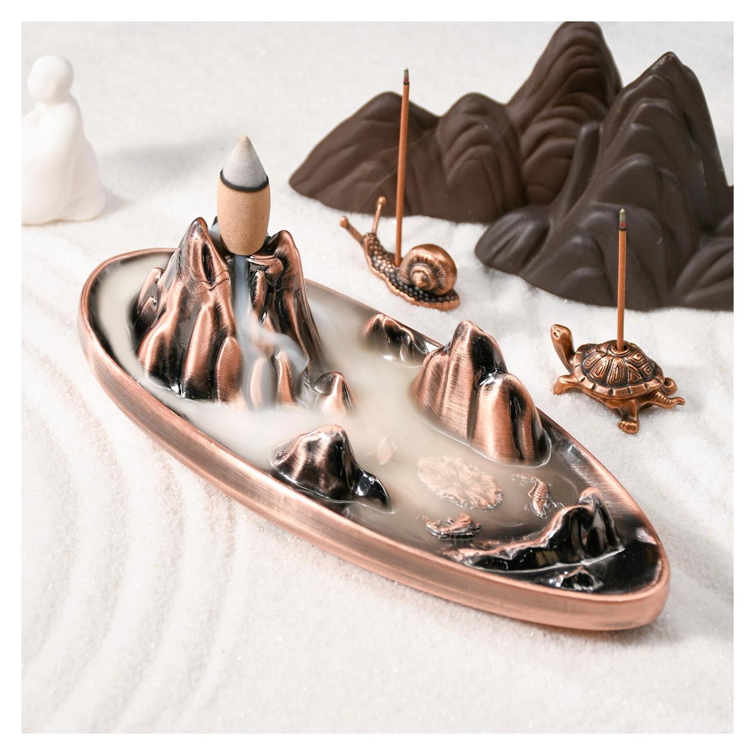 Soporte de Incienso Retroceso Wellsee Bronce Rojo 21.1x8.9 cm