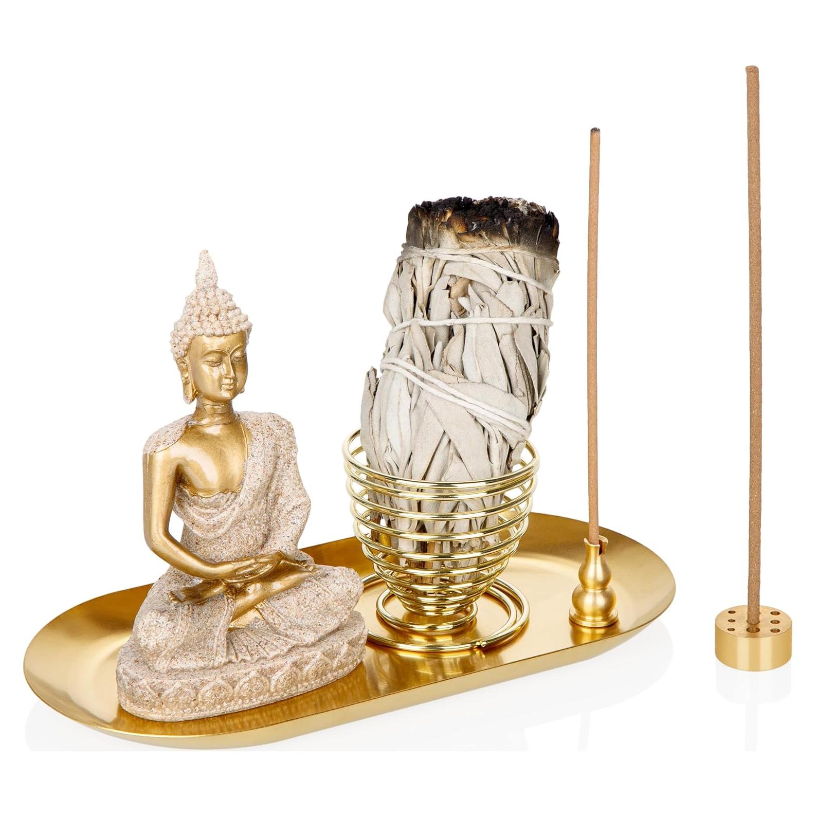 Soporte de Incienso 6 en 1 ZenBless - Palo Santo y Buda Dorado