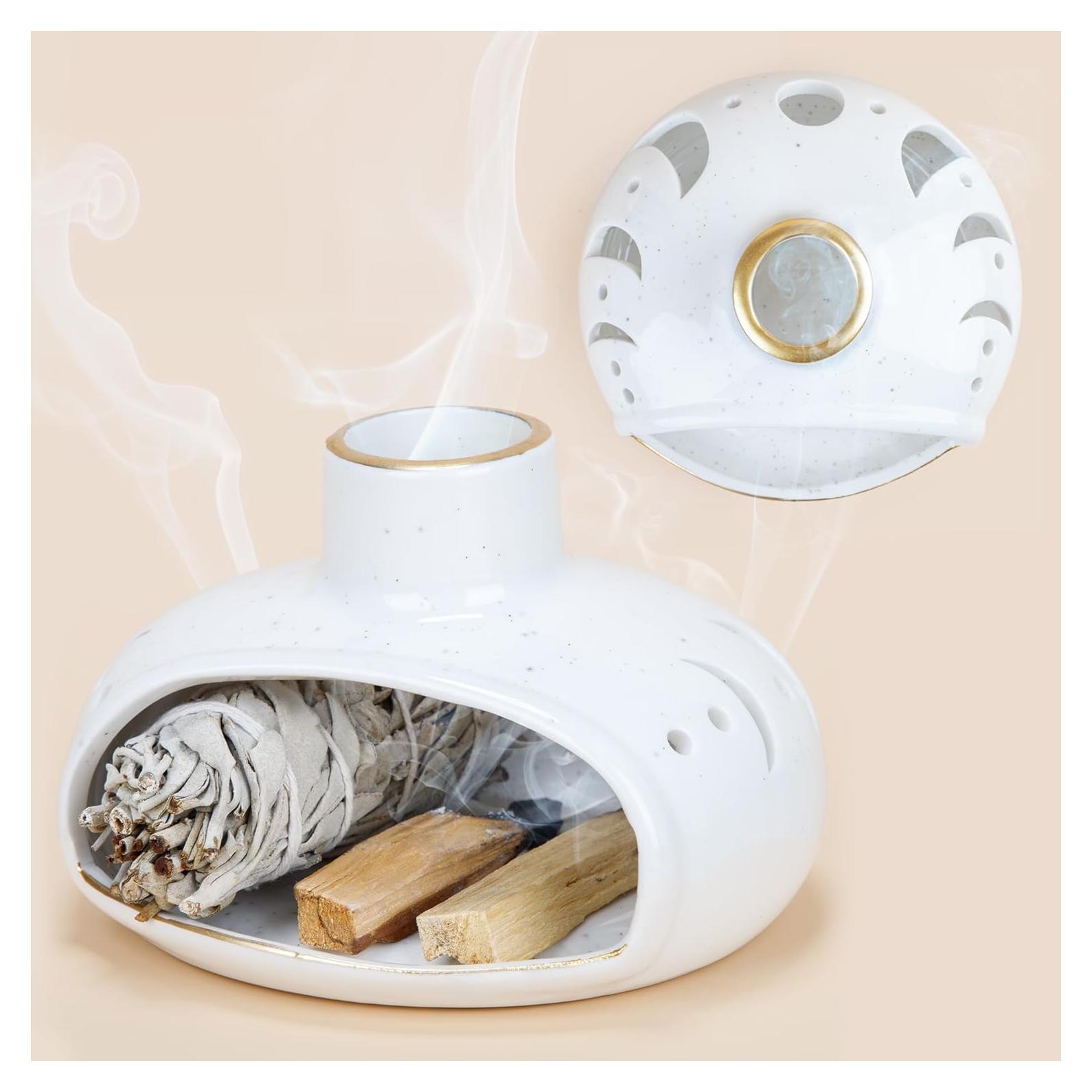 Soporte de Incienso ZenBless 3 en 1 Cerámica Fase Lunar 13.5cm