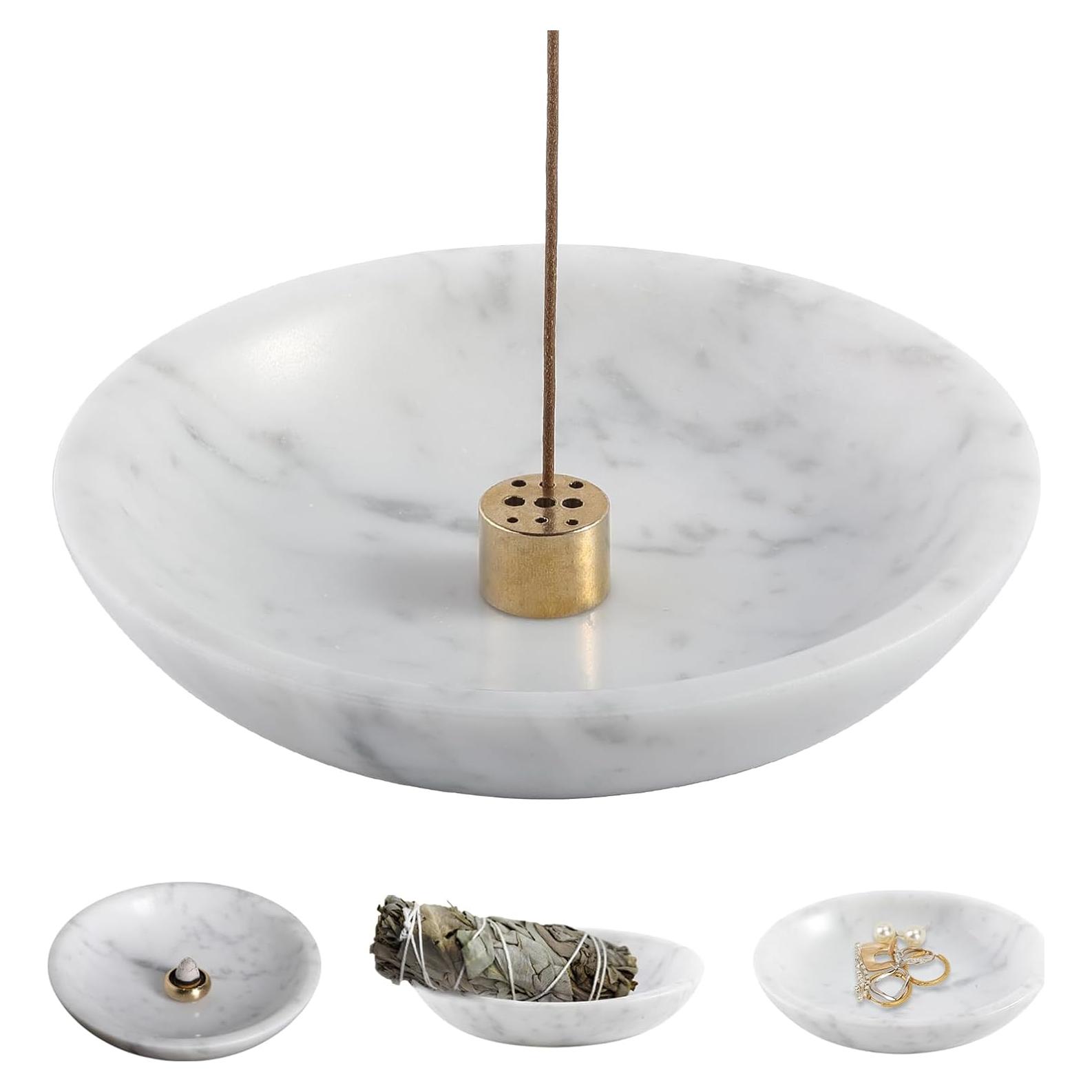 Soporte de Incienso de Mármol Carrara Koville 15.24 cm