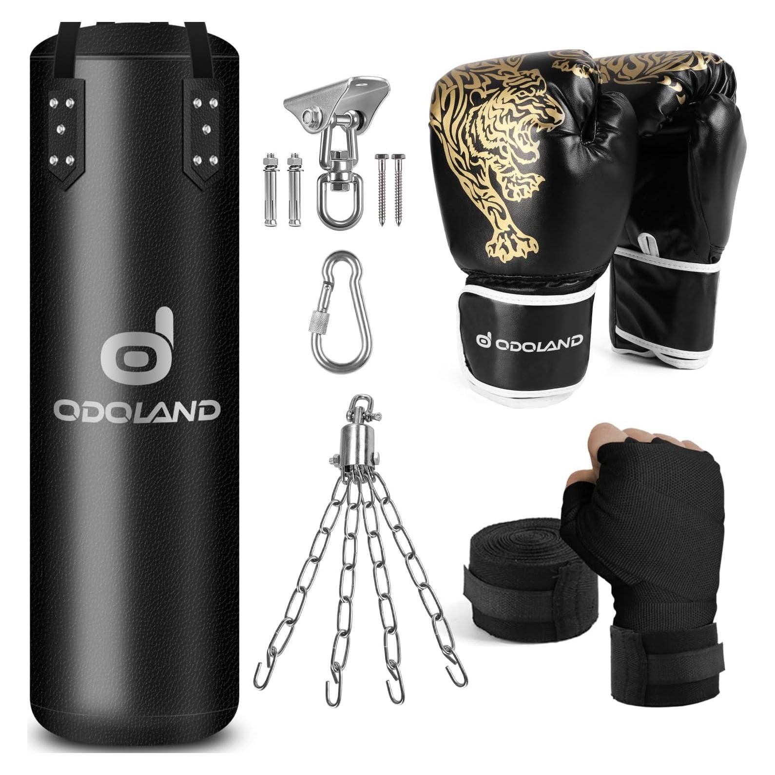 Saco de Boxeo Odoland 4 pies + Guantes 12 oz + Accesorios