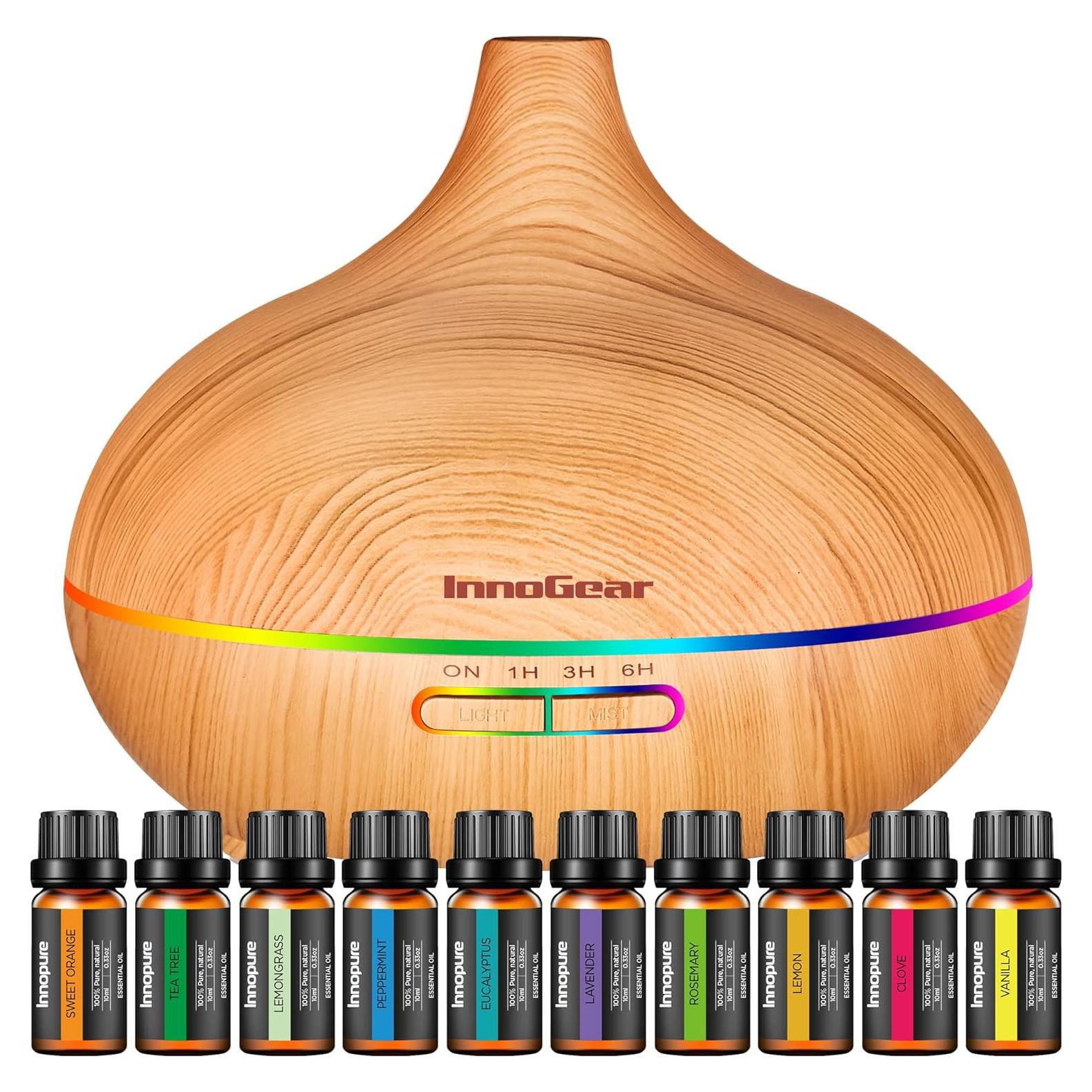 Difusor de Aromaterapia InnoGear 400ml con 10 Aceites Esenciales