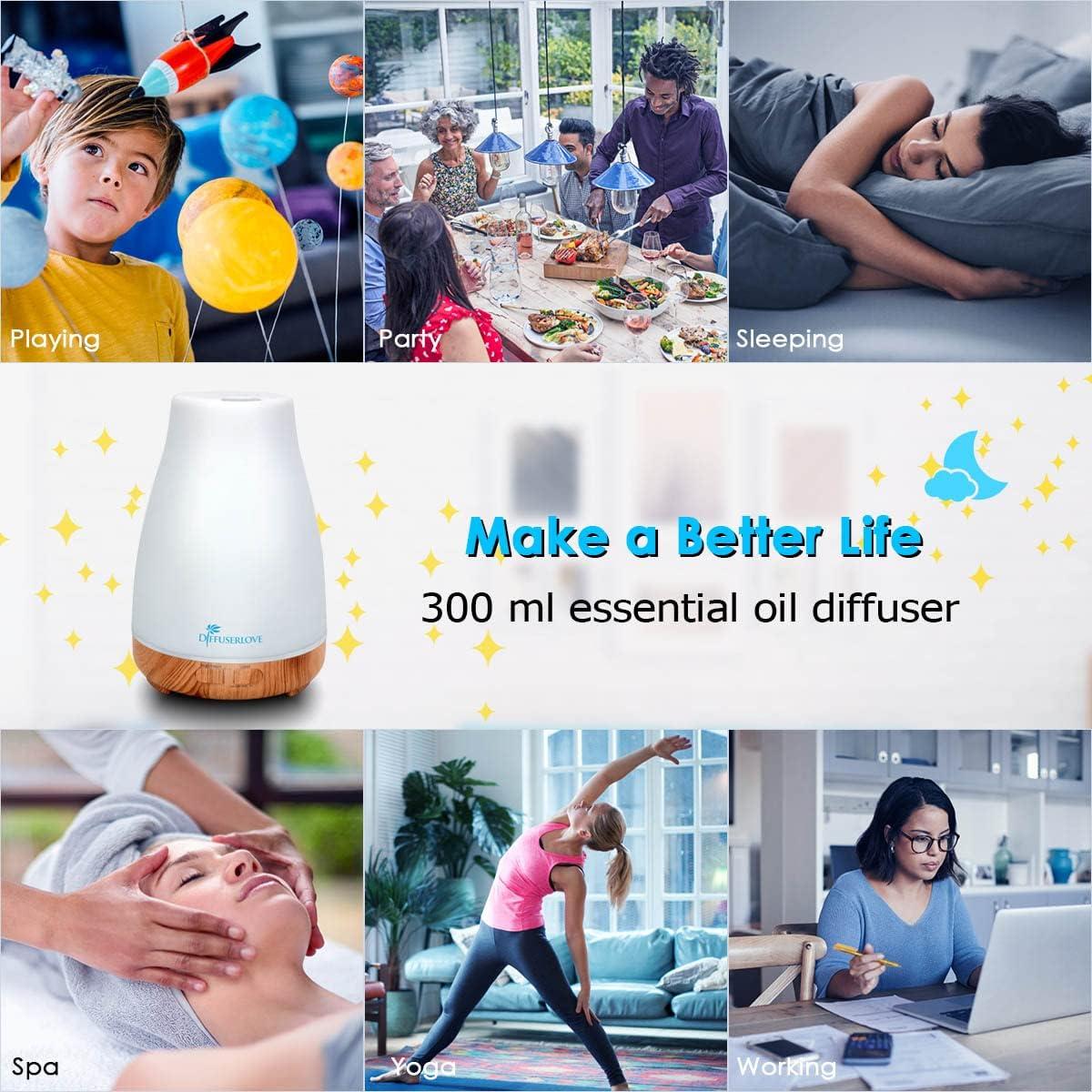 Difusor de Aceite Esencial 300ml Diffuserlove con Control Remoto
