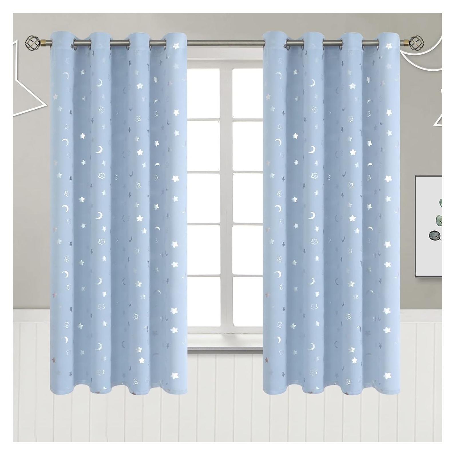 Cortinas Opacas BGment 2 Paneles Estrellas y Luna 132x160cm