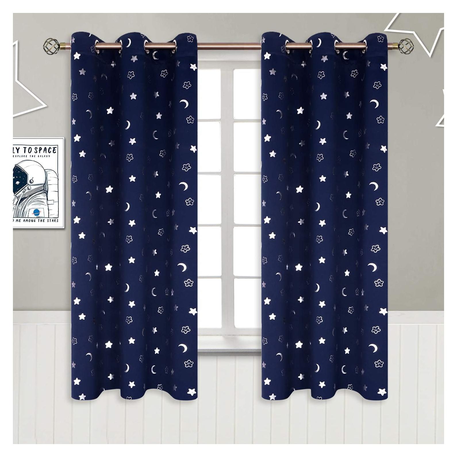 Cortinas Opacas BGment Navy 42x63 cm Estrellas y Luna