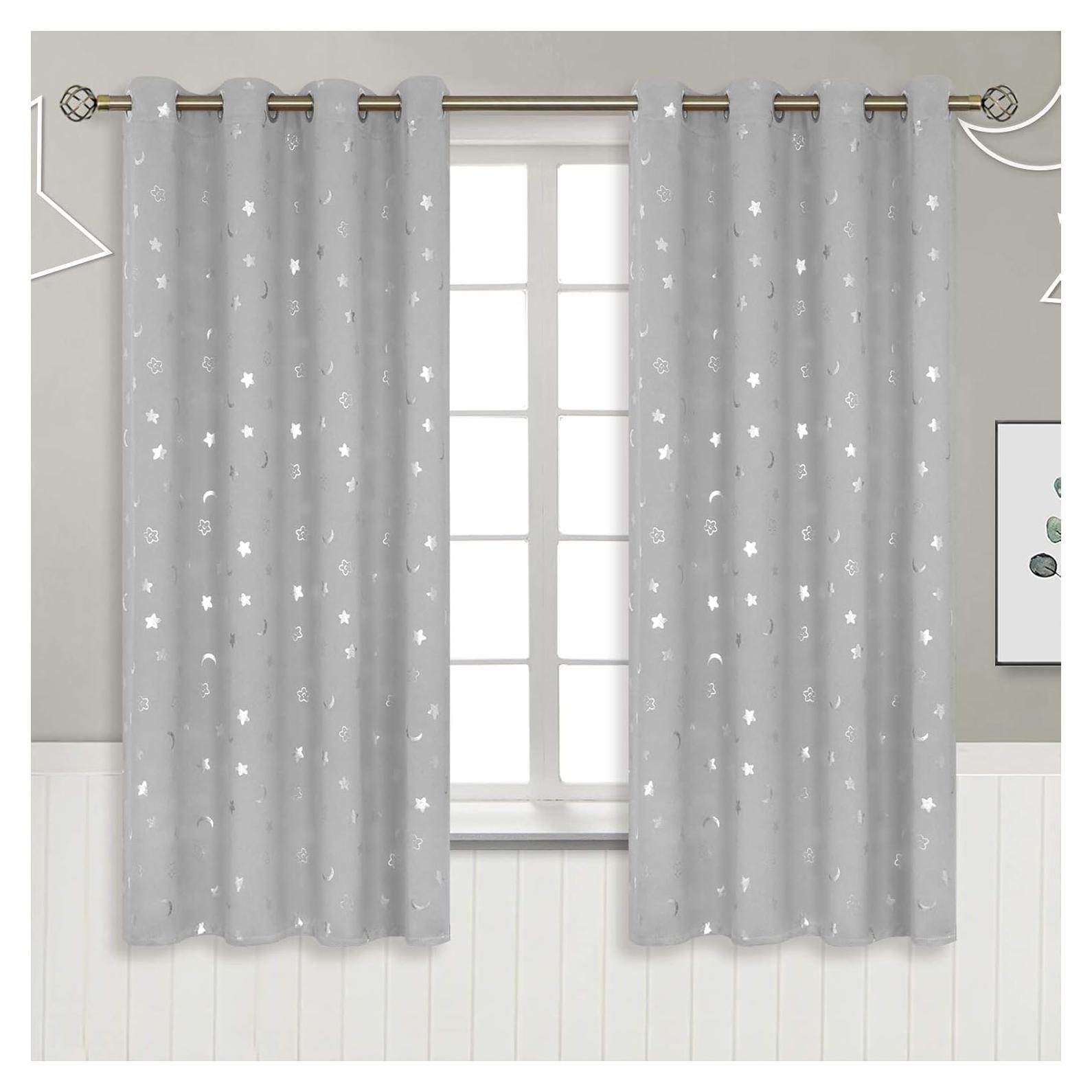 Cortinas Opacas BGment 2 Paneles Estrella y Luna 52x63cm