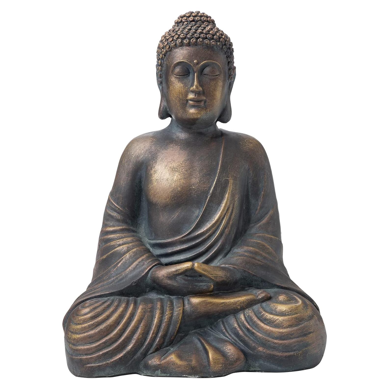 Estatua de Buda Meditador Glitzhome 48 cm Bronce Antiguo