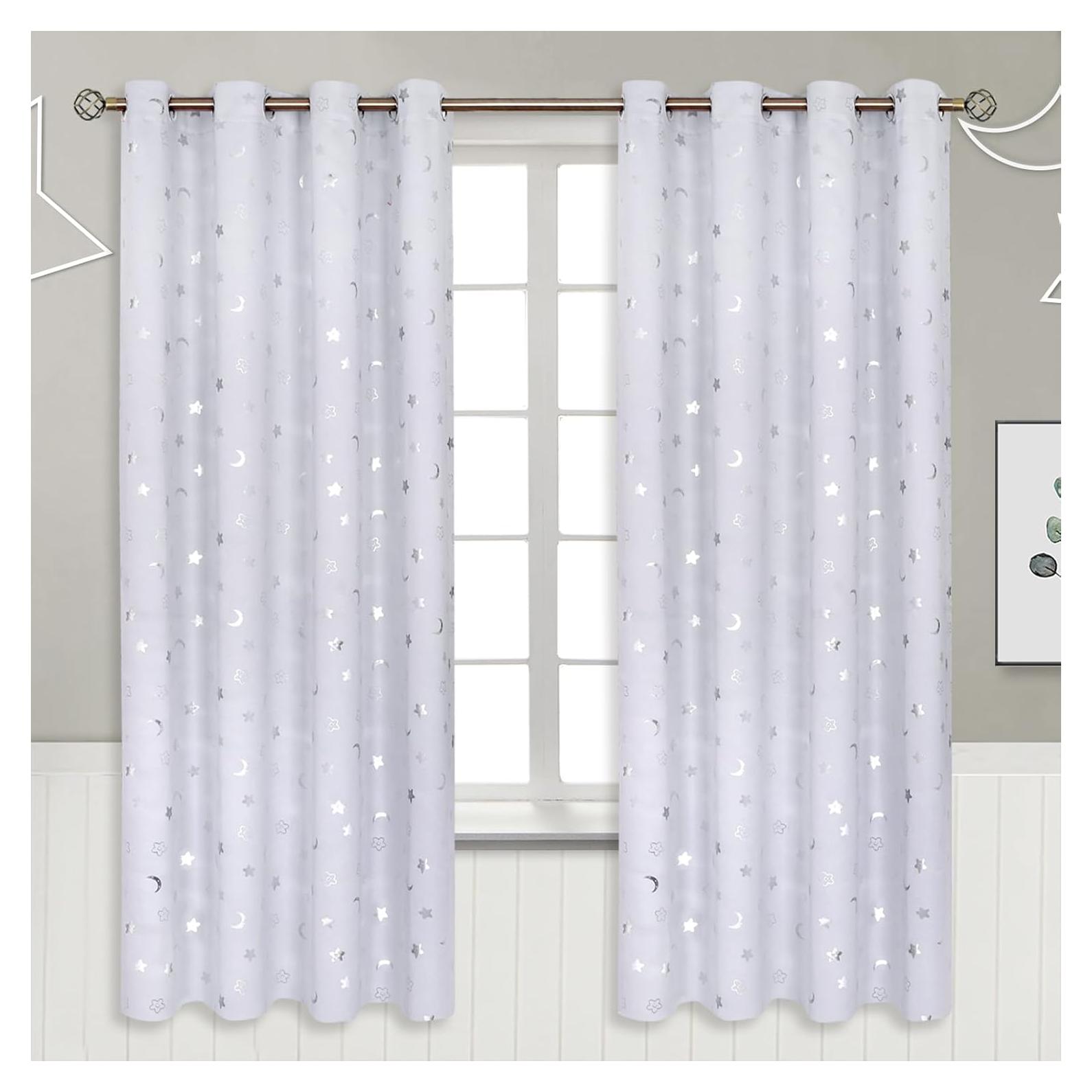 Cortinas Opacas BGment 2 Paneles Estrella y Luna 132x182 cm