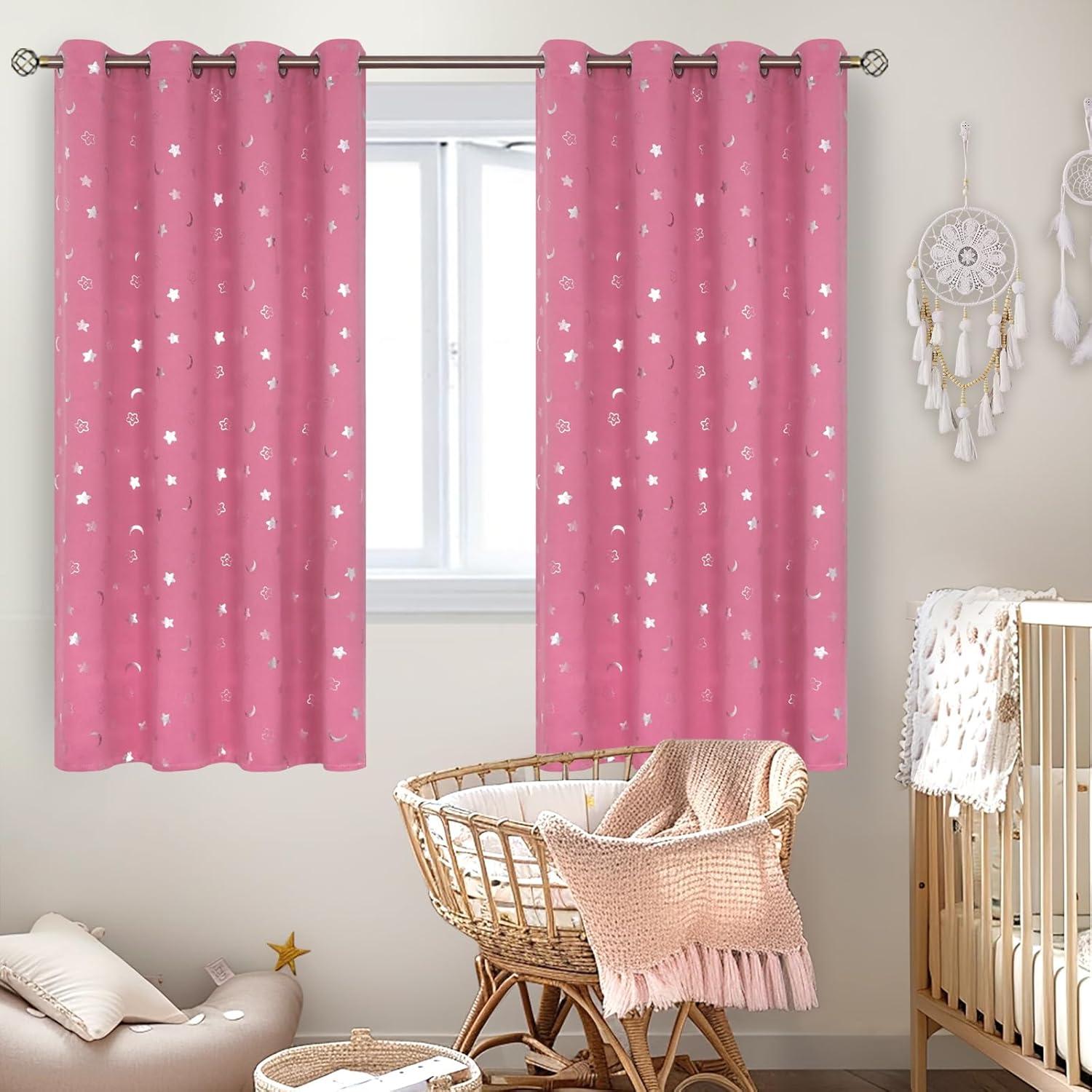 Cortinas Opacas BGment Rosa 52x160 cm 2 Paneles Aislantes