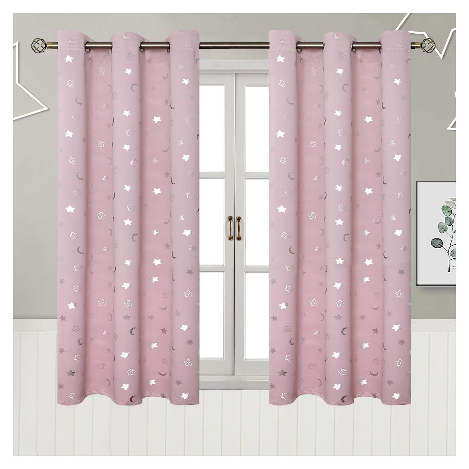 Cortinas BGment Rosa Claro 2 Paneles 42x54 Oscurecimiento