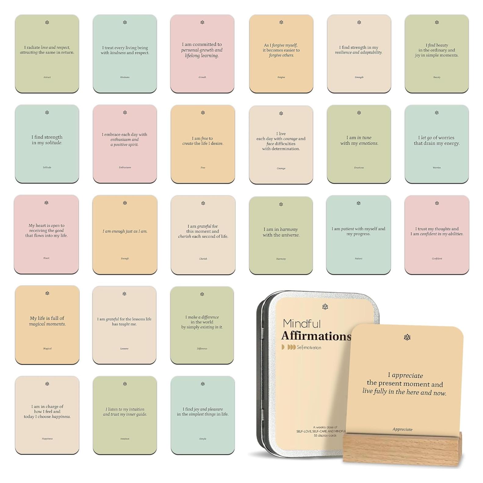 Tarjetas de Afirmación Positiva BIROYAL - 55 Tarjetas 8.9x7.1cm