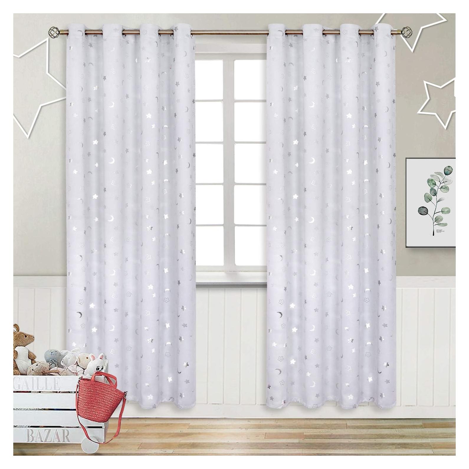 Cortinas Opacas BGment 2 Paneles Estrella y Luna 132x213 cm