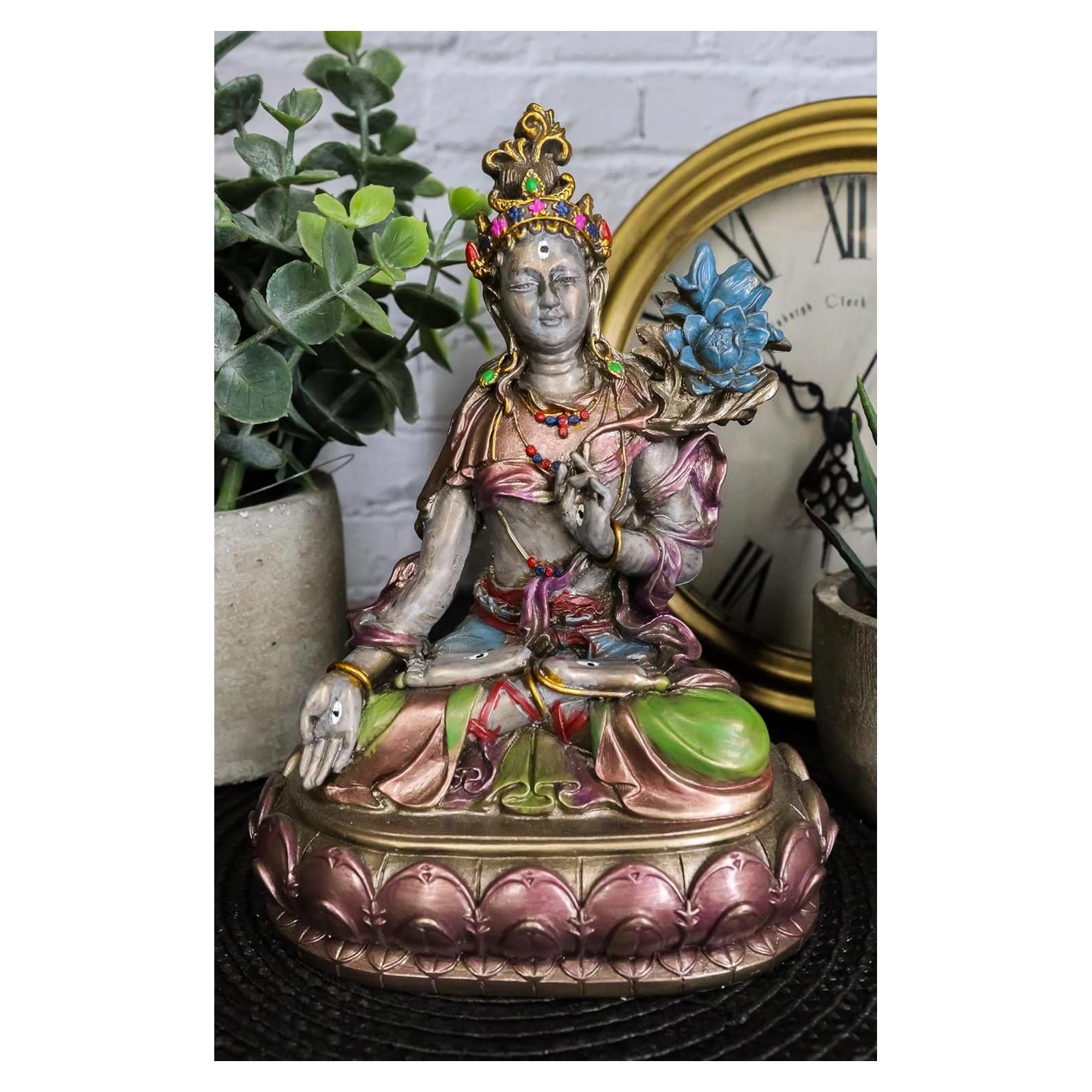 Estatua Diosa Tara Blanca Ebros 14.6cm Resina Pintada a Mano