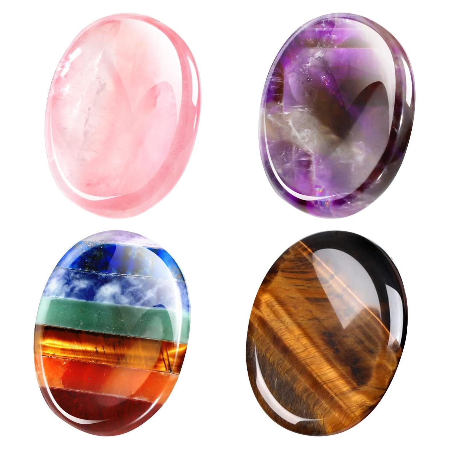 Piedras de Preocupación para Pulgar Roowest - 4 Piezas Cristales