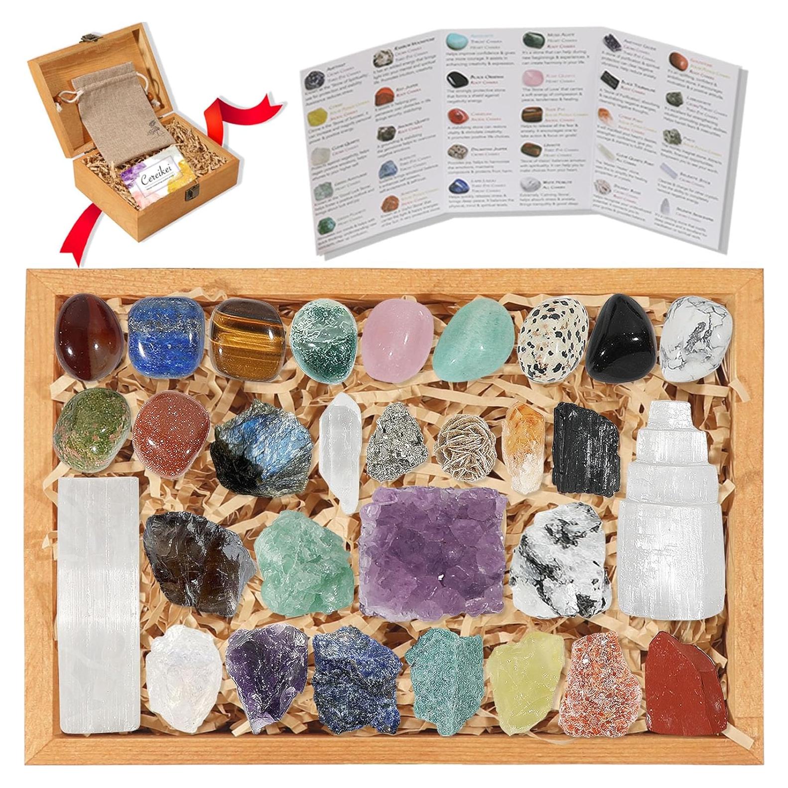 Juego de 30 Cristales Naturales Premium Cereikei - Chakra y Protección
