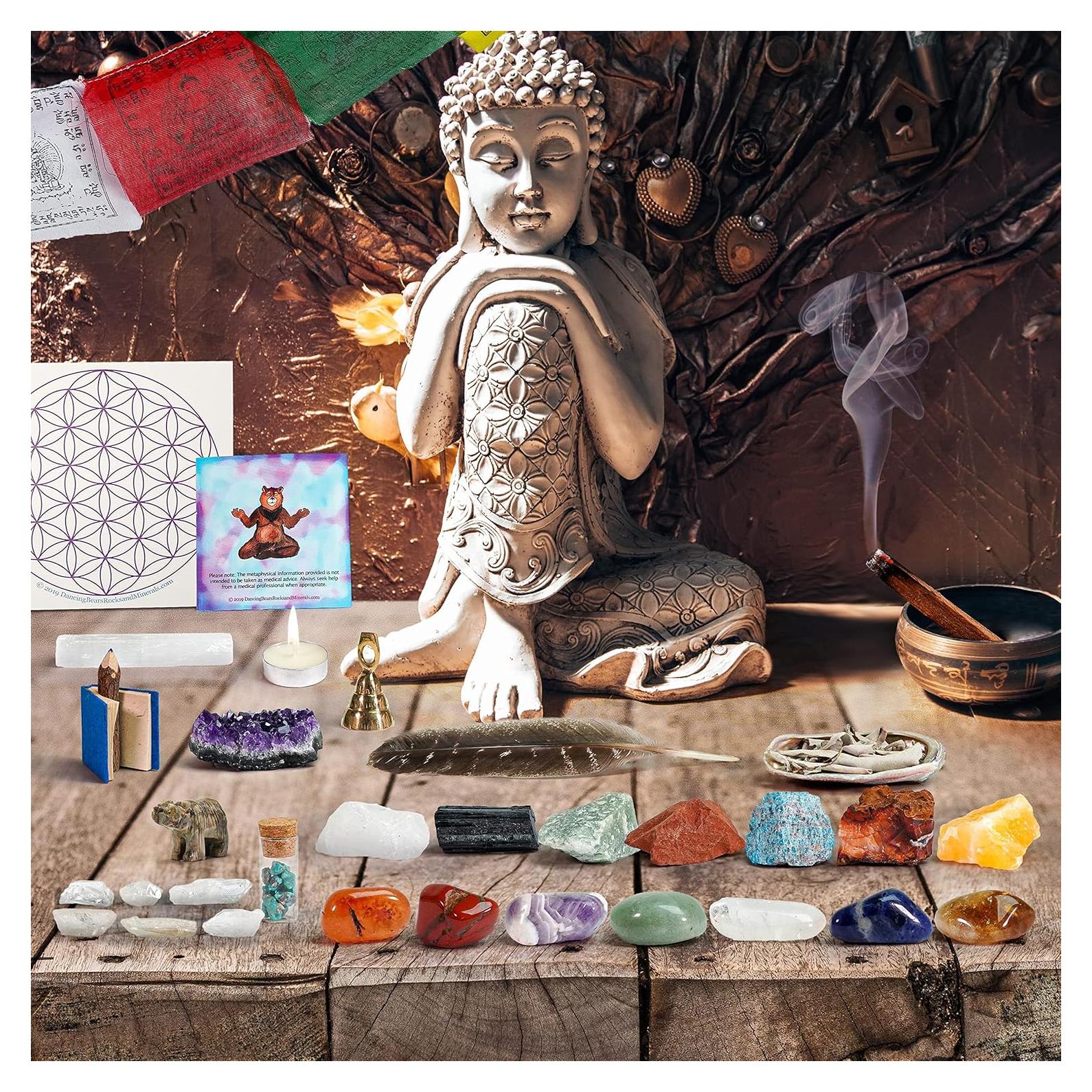 Kit de Altar y Meditación Dancing Bear 35 Piezas Cristales
