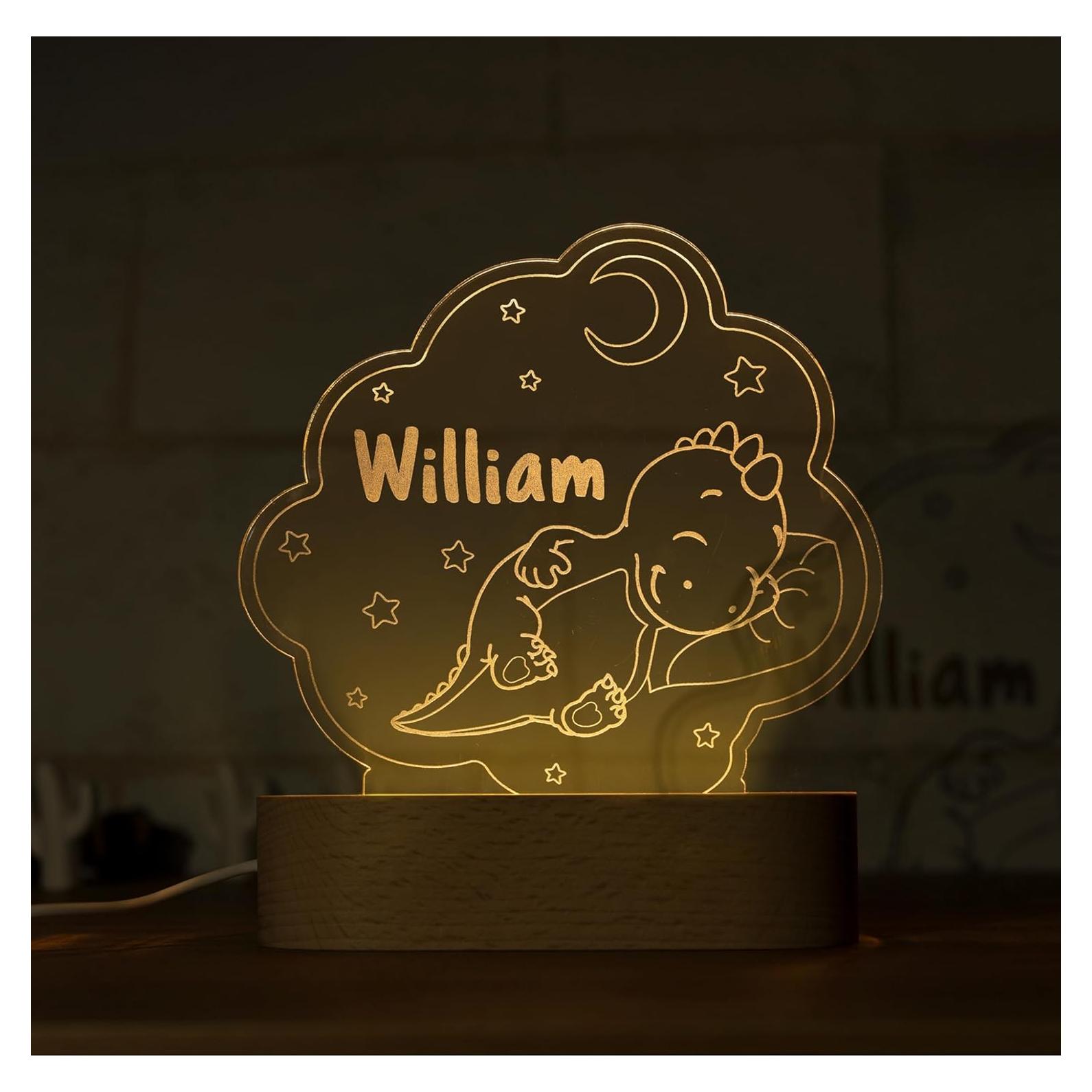 Luz Nocturna Personalizada Dinosaurio P Lab 38x40cm