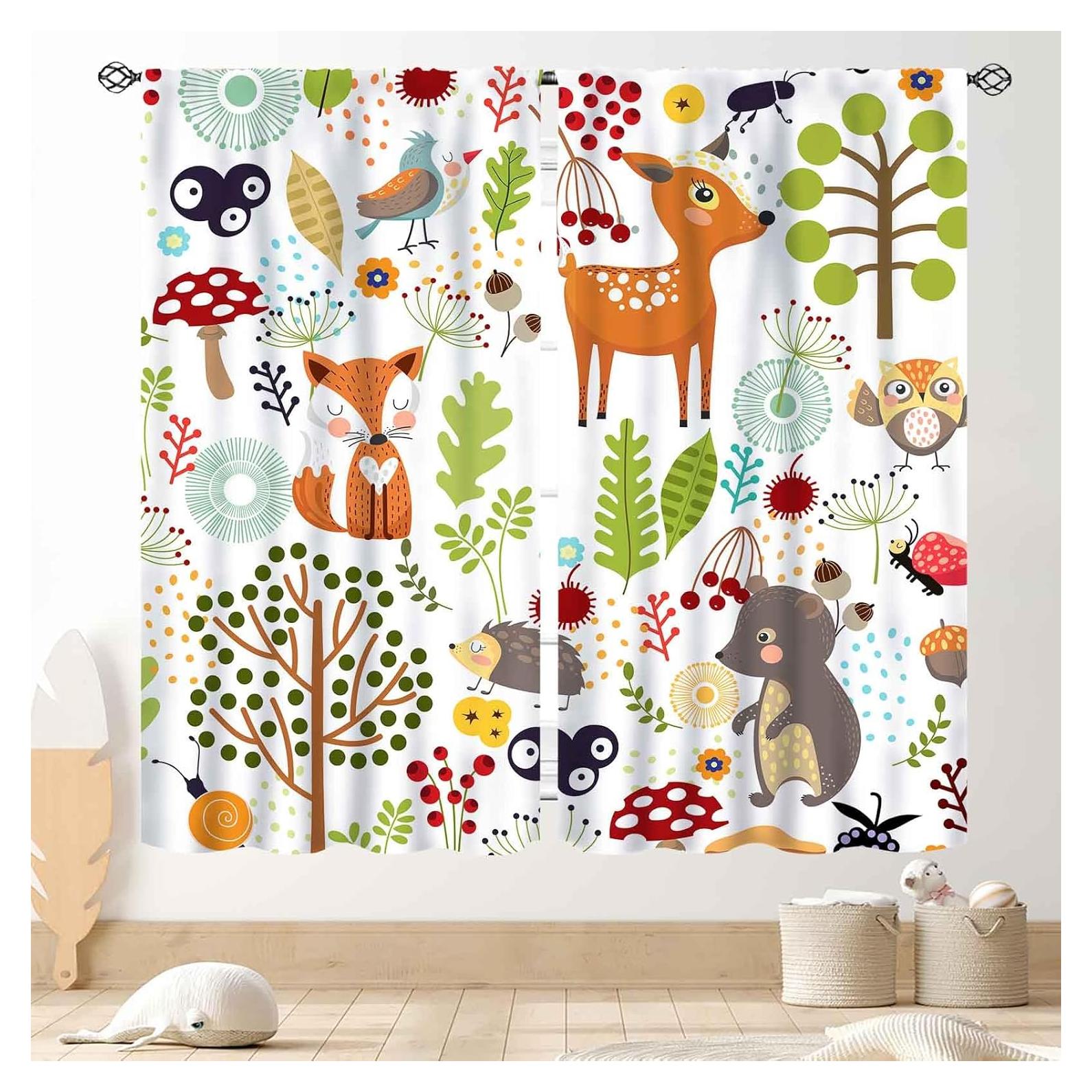 Cortinas Opacas TKUYO Woodland Animales 2 Paneles 42x114 cm