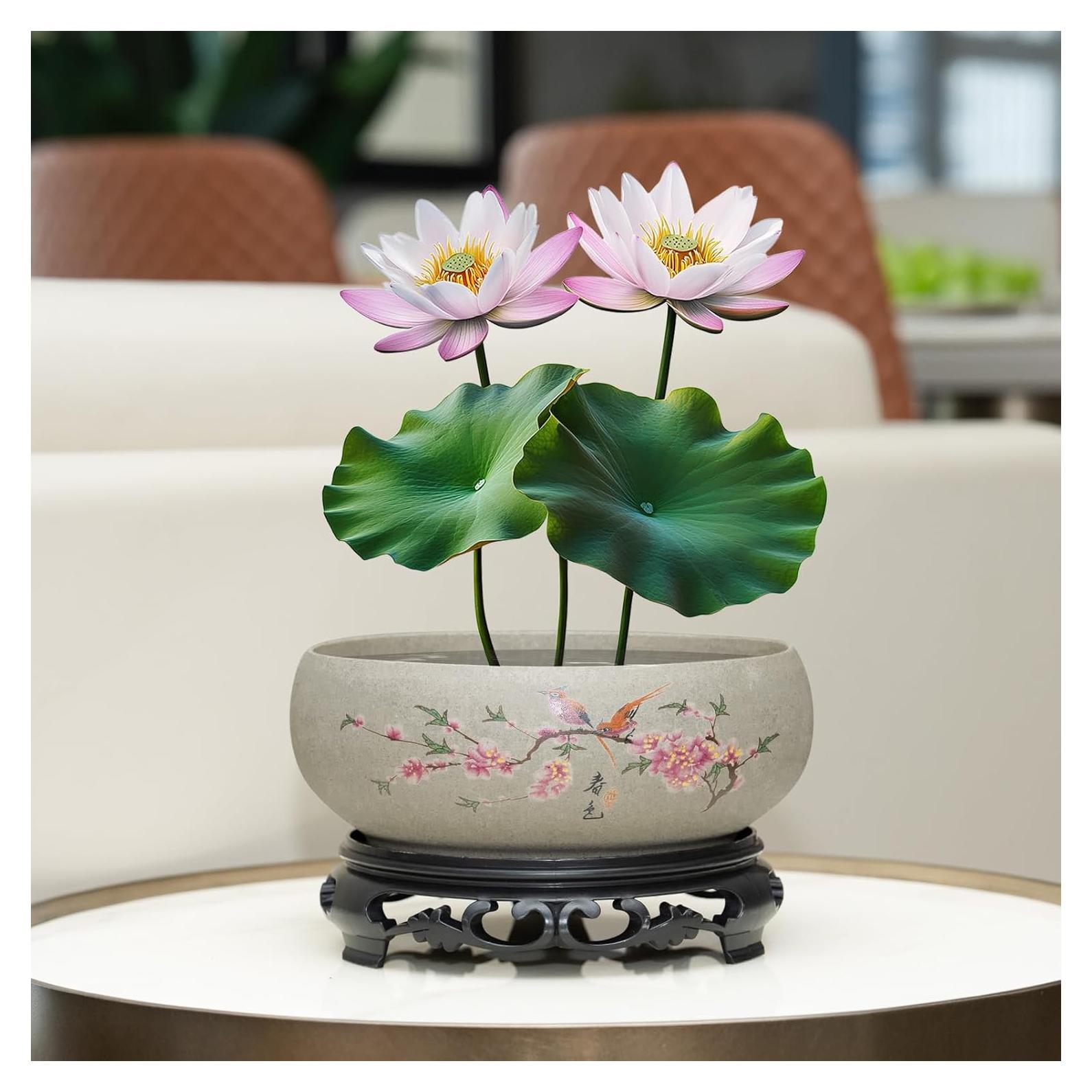 Maceta de Cerámica Lotus Bowl Genérica Mediana Gris2