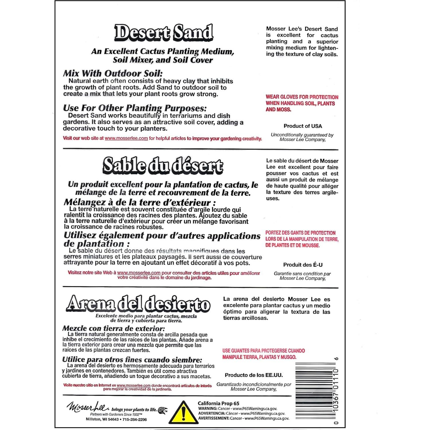 Arena Desértica Mosser Lee 3.18 kg para Decoración de Plantas