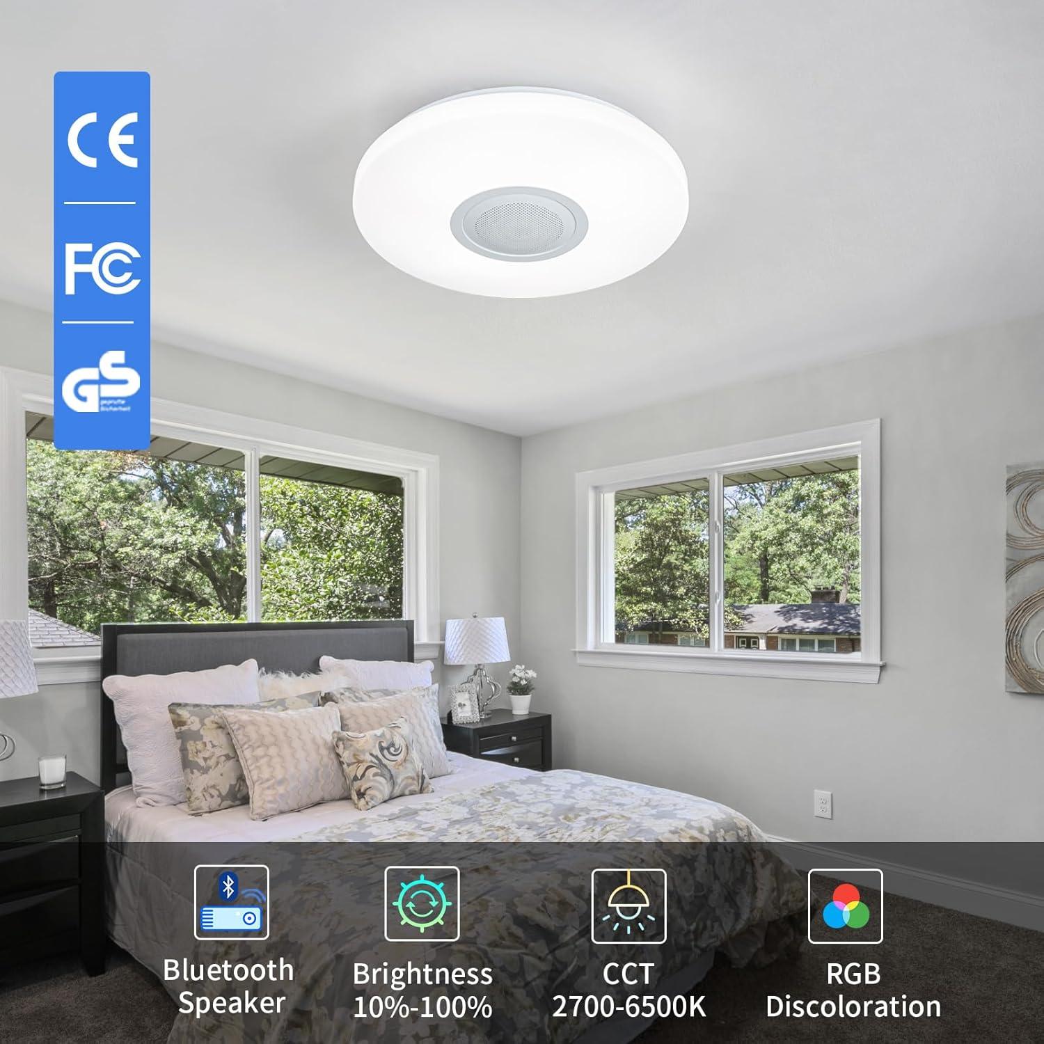 Lámpara de Techo LED ASALL 40W RGB con Altavoz Bluetooth