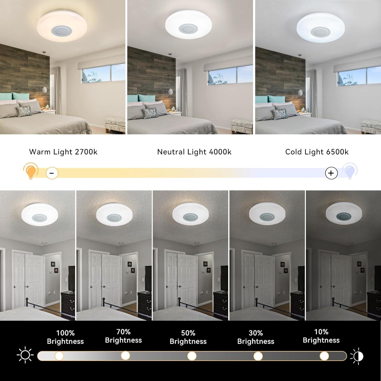 Lámpara de Techo LED ASALL 40W RGB con Altavoz Bluetooth