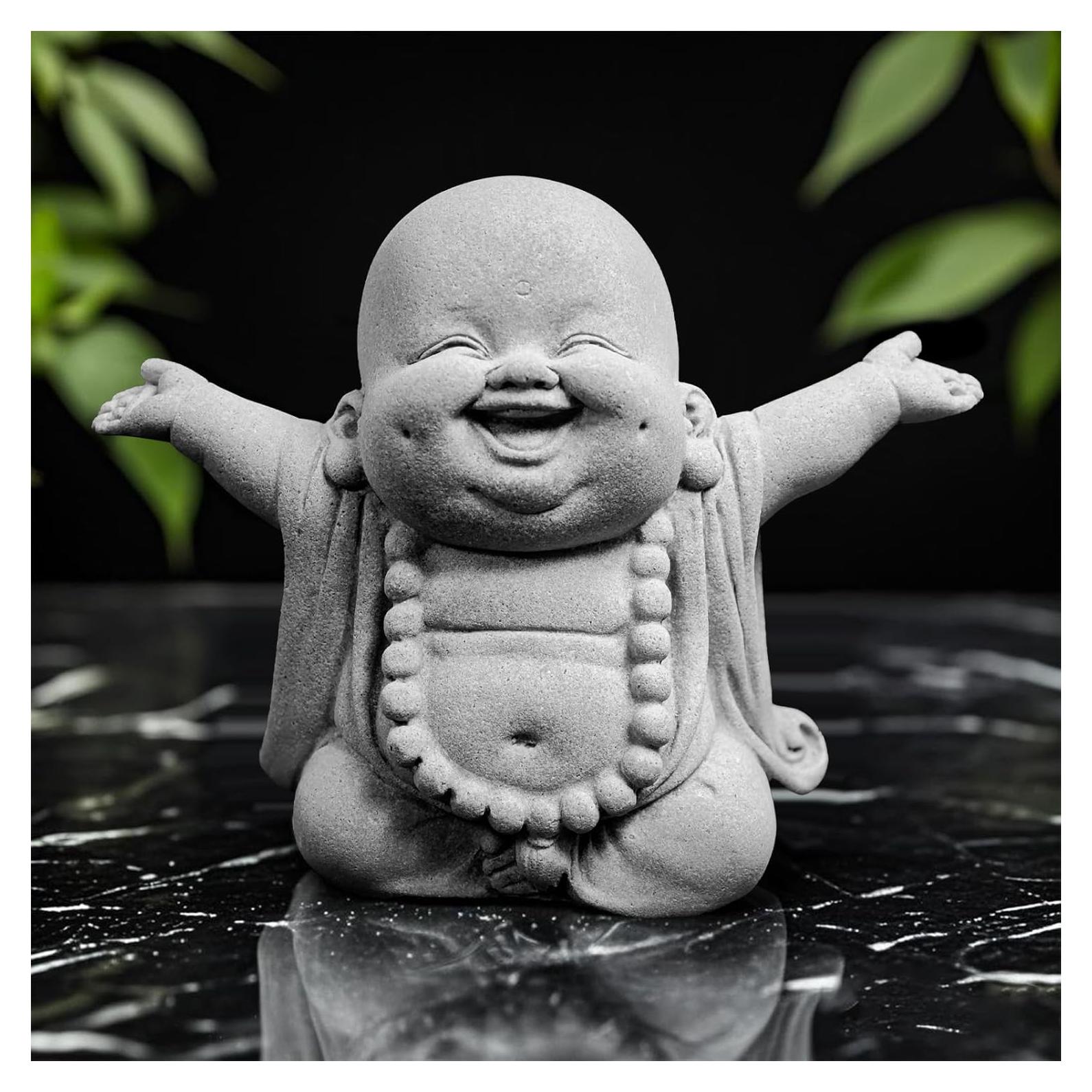 Estatua de Buda Riendo de Arenisca para Jardín y Acuario