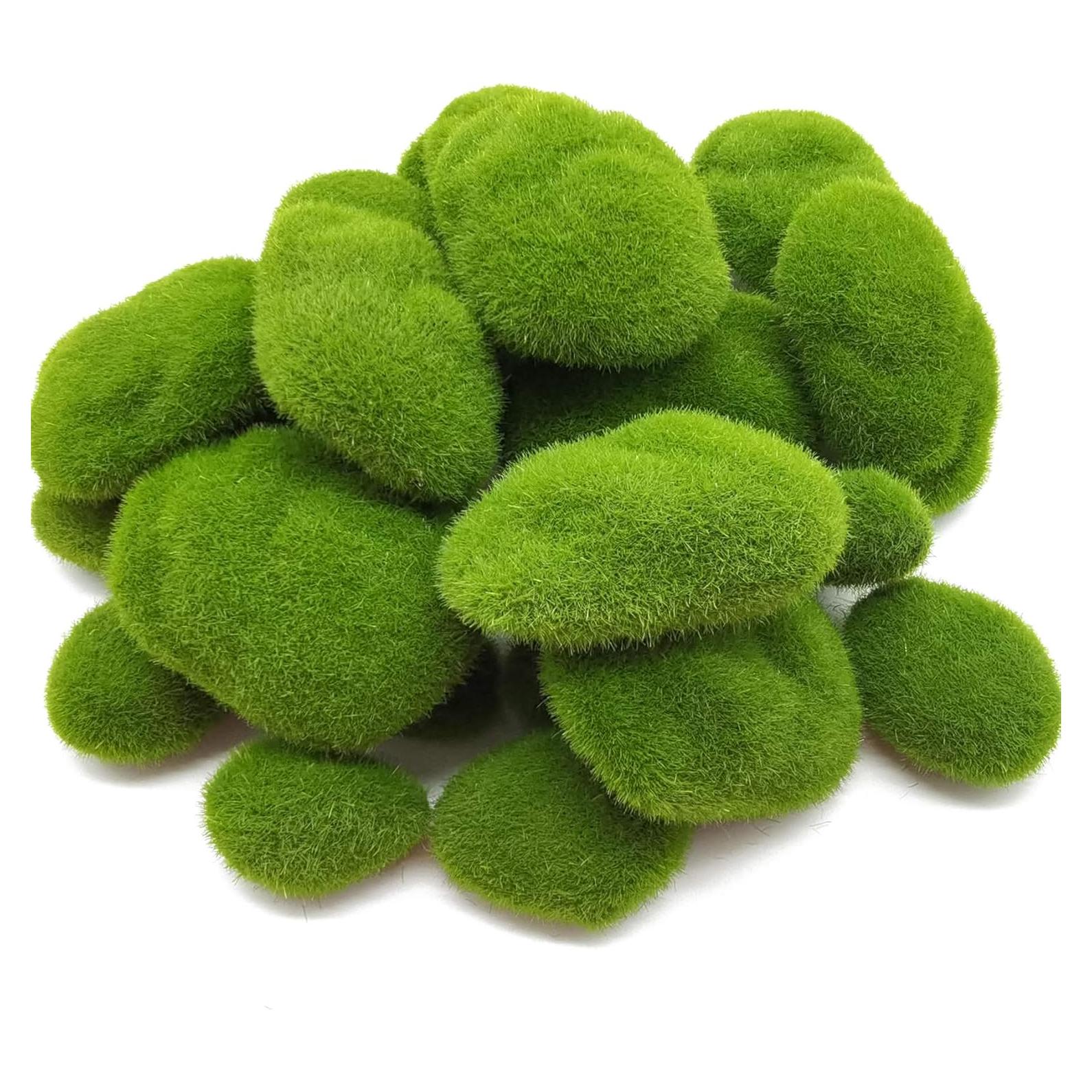 RONYOUNG 30PCS Rocas de Musgo Artificial Verde para Decoración