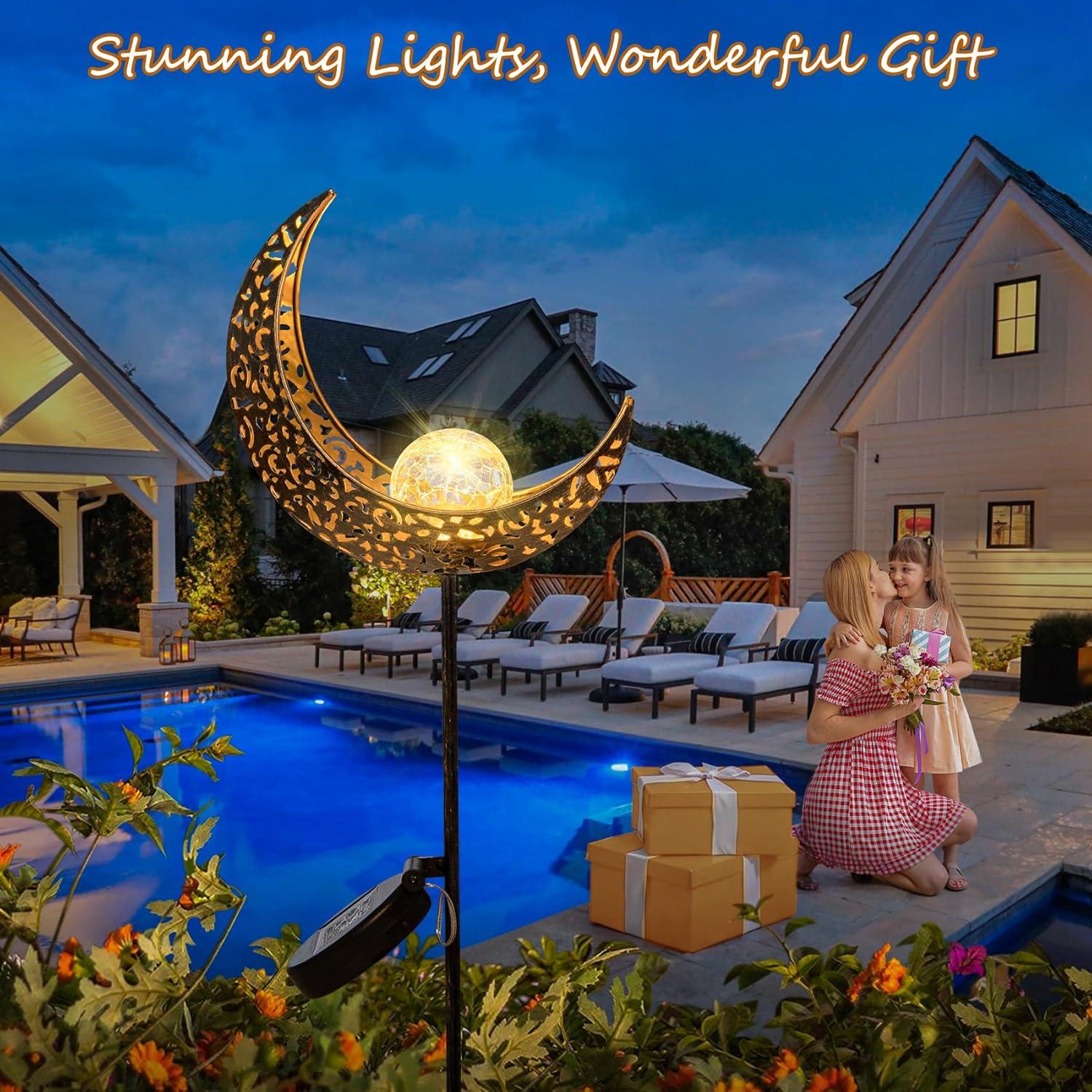 Luces Solares de Jardín Homeimpro en Forma de Luna Bronce