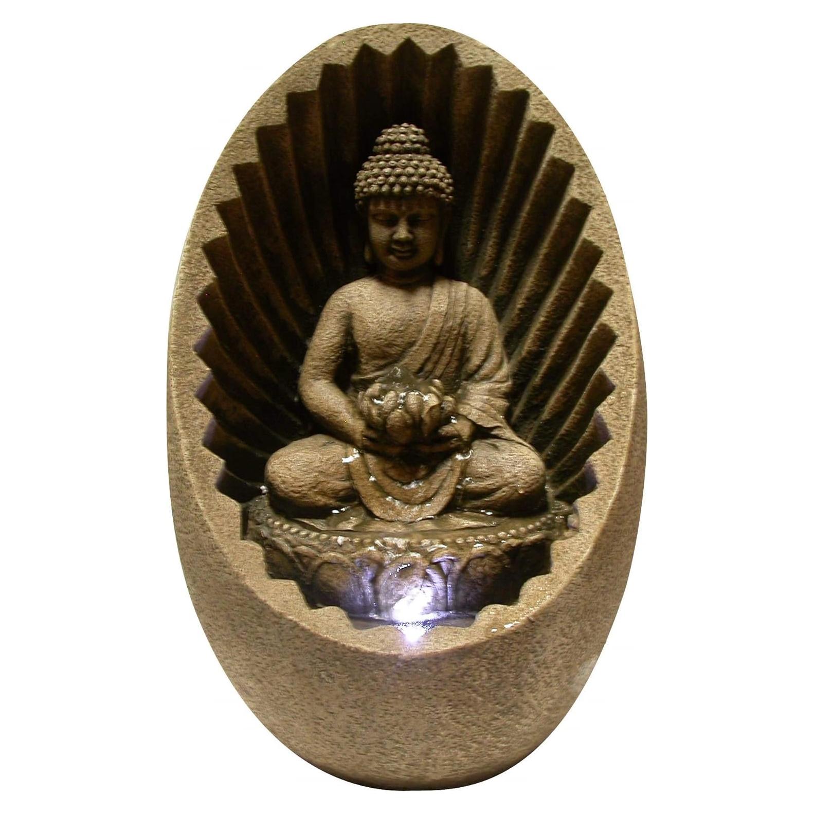 Fuente de Agua de Mesa Buda Zen Alpine WIN322 28 cm LED