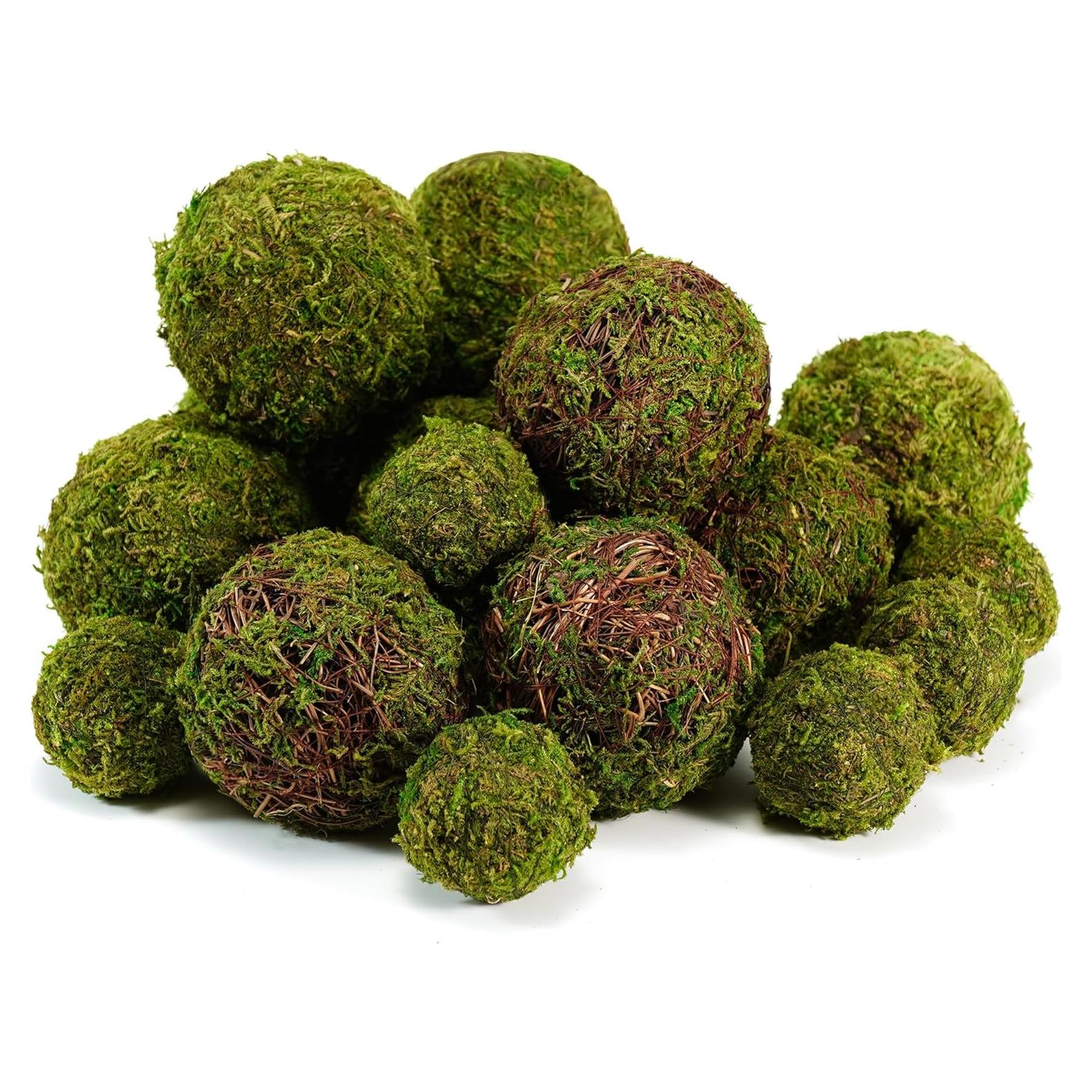Conjunto de 18 Bolas de Musgo Decorativas BYHER - Verde