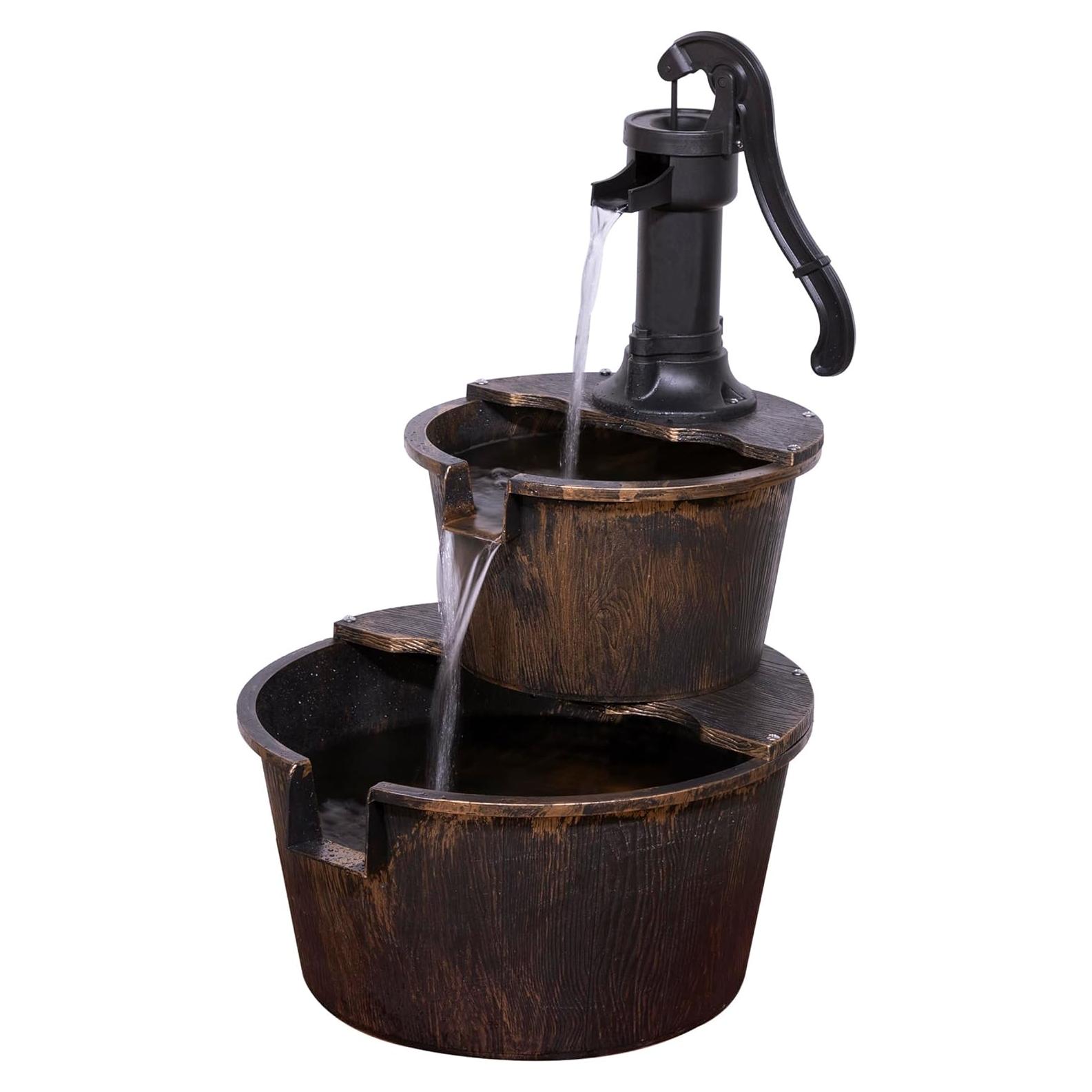 Fuente de Agua de Barril 2 Niveles Alpine 68.58 cm Bronce
