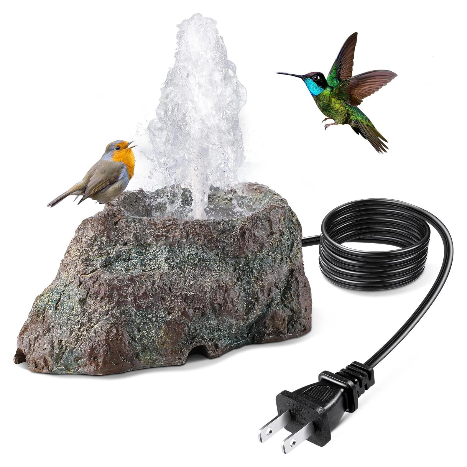 Fuente para Baño de Aves Dreyoo Roca Resina Granito 7W