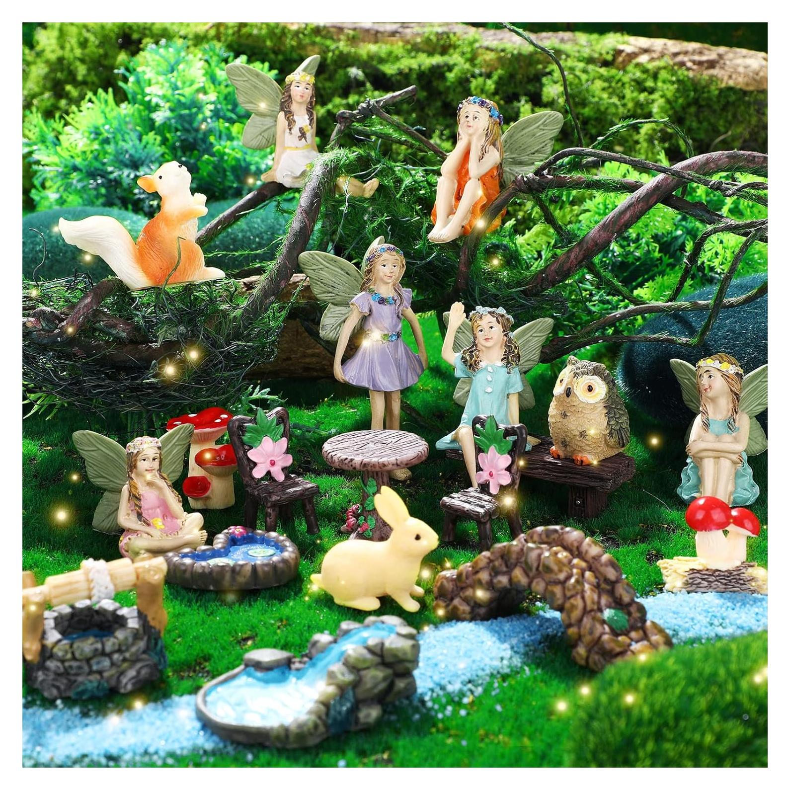 Kit de Miniaturas de Jardín Roowest 19 Piezas Accesorios