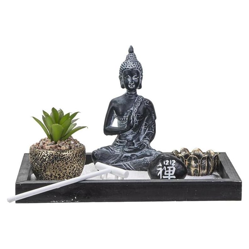 Juego de Jardín Zen Pacific Giftware con Estatua de Buda y Suculenta