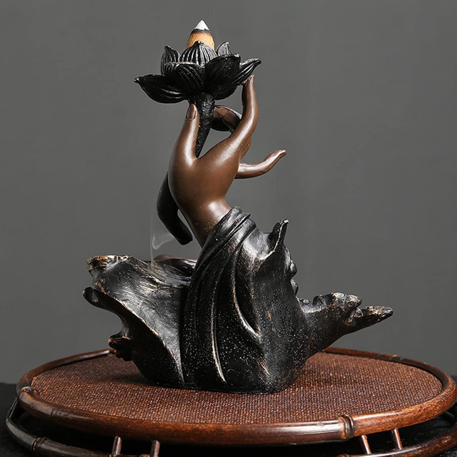 Quemador de Incienso de Retroceso Comeon Mano Zen con 20 Conos