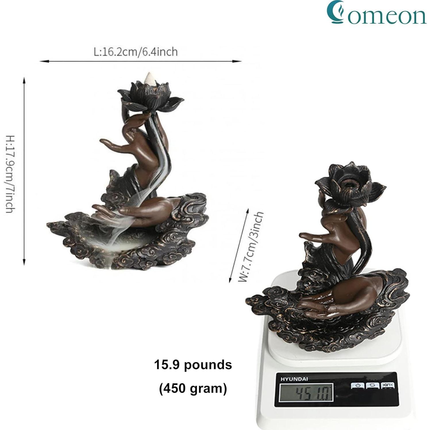 Quemador de Incienso de Retroceso Comeon Mano Zen con 20 Conos