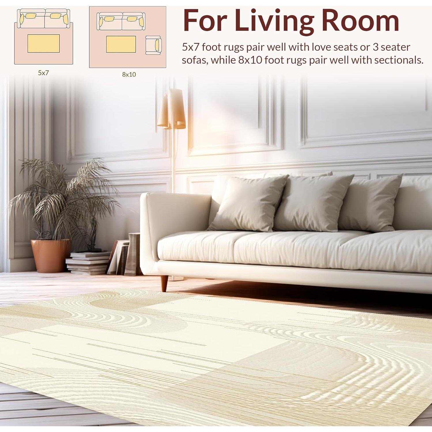 Alfombra de Área ODIKA 2x3 Antideslizante Beige Lavable