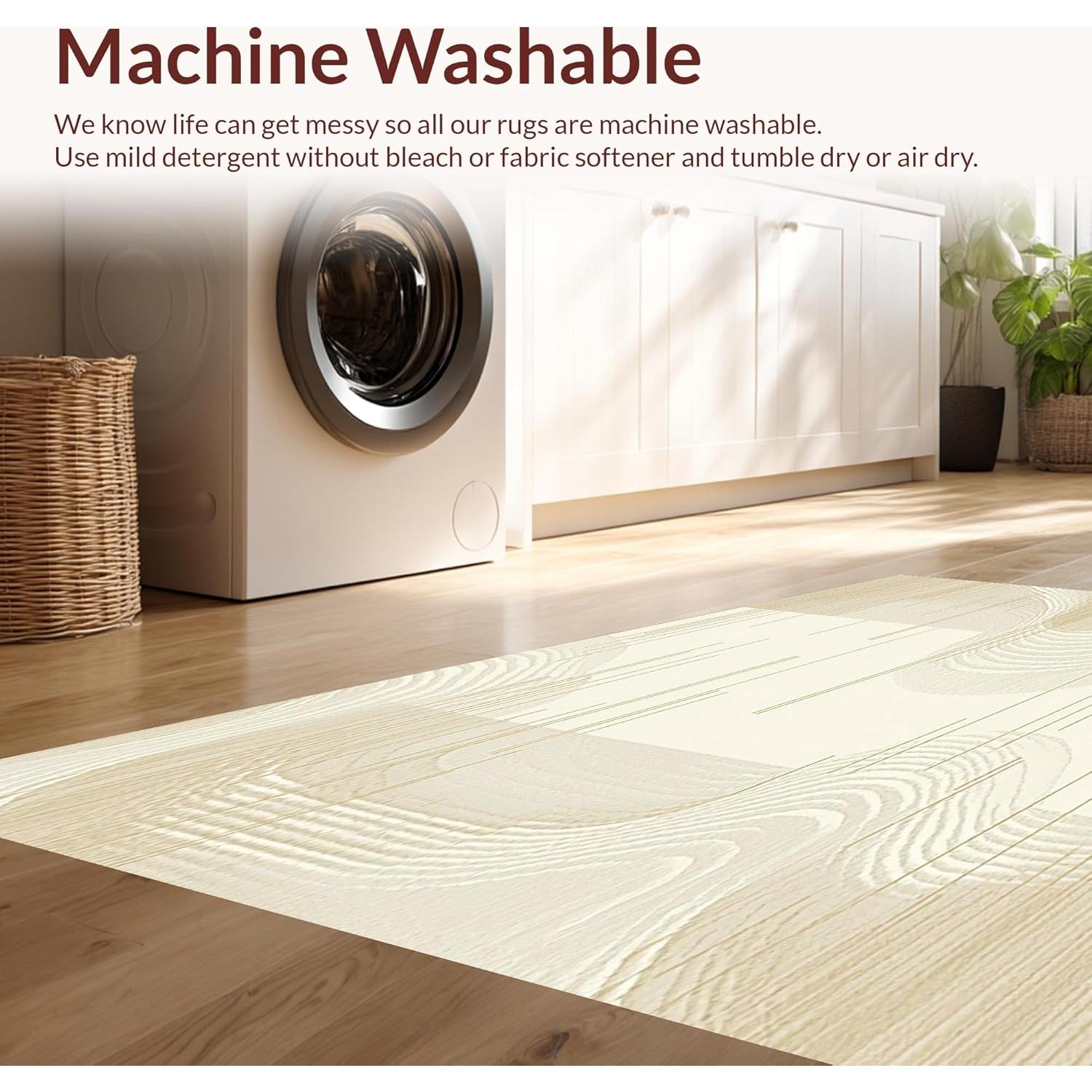 Alfombra de Área ODIKA 2x3 Antideslizante Beige Lavable