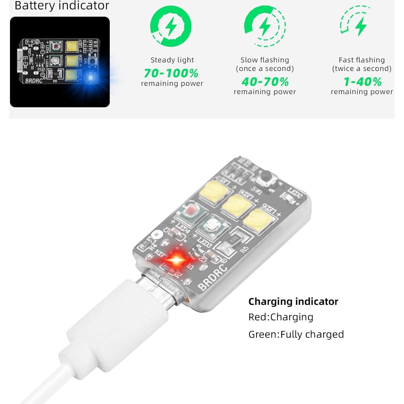 HeiyRC Luz Estroboscópica LED 2PCS para Drones Anticolisión