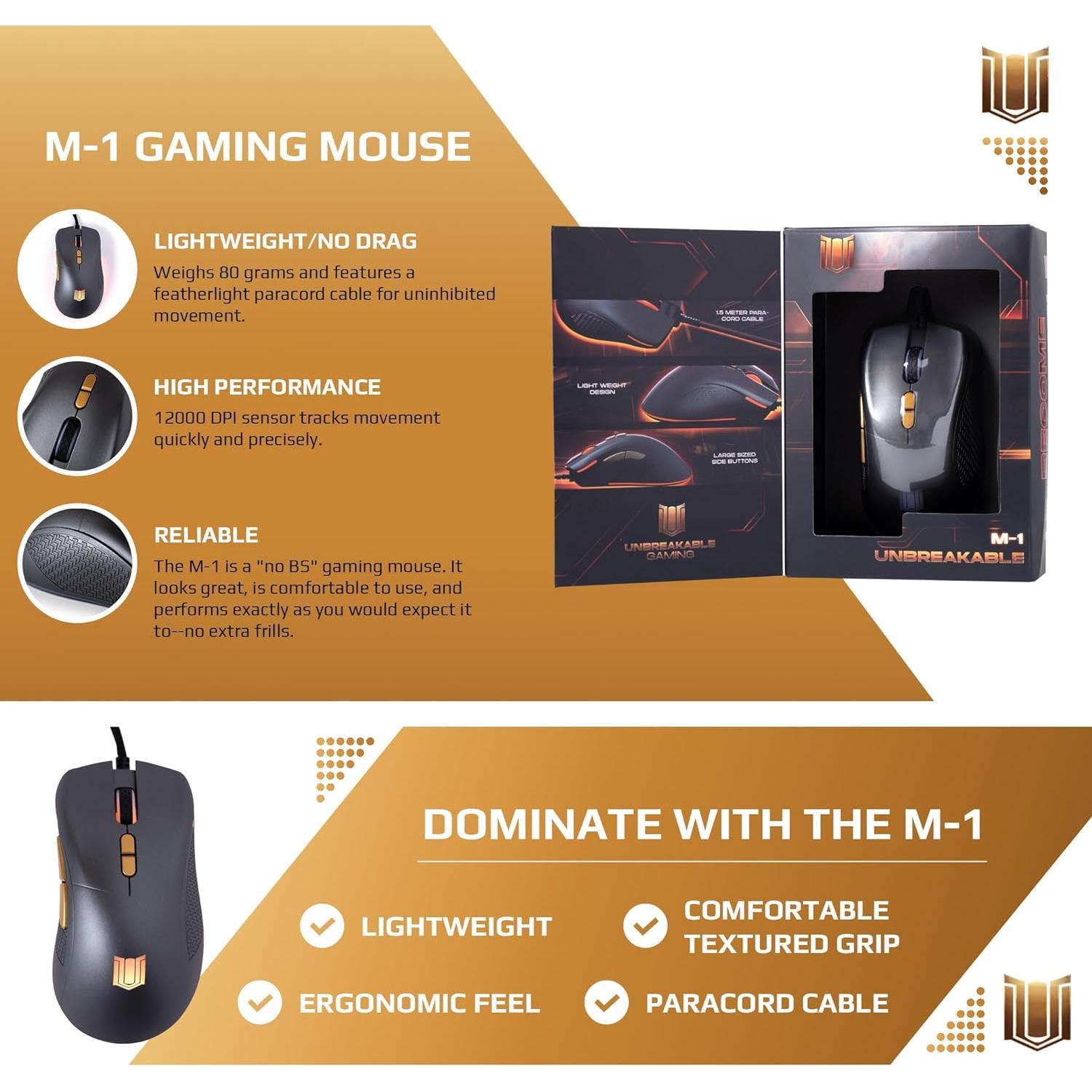 Ratón Gaming M-1 Shenzhen 12,000DPI Ergonómico con Cable